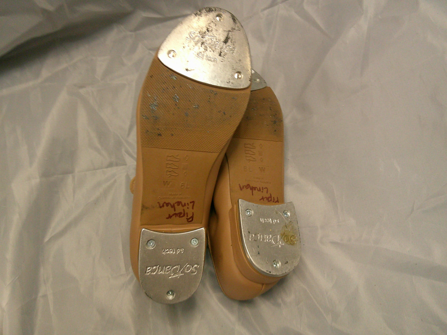 Pre-Owned Tap Shoes Youth 6W Tan So Danca TA38 Mary Jane Leather Loop Strap