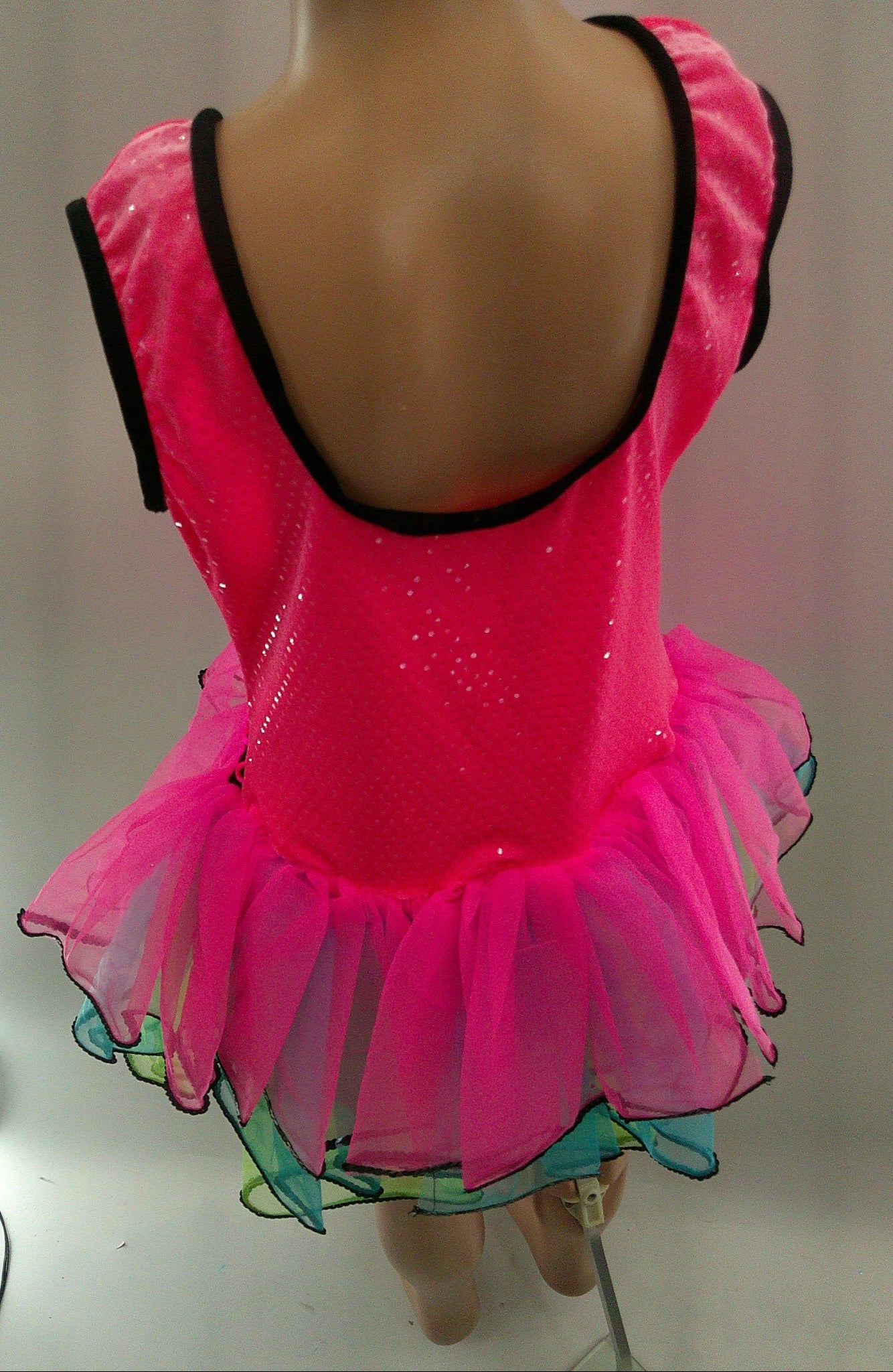 Pre-Owned Costume XL Child Pink Art Stone 2050 Jazz Tap Clogging Swirls Neon Dress
