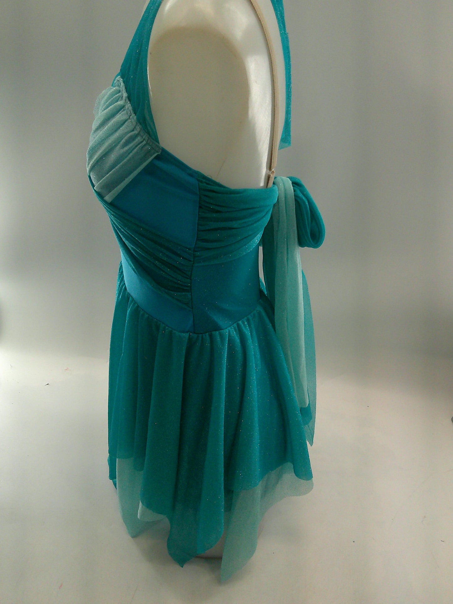 Pre-Owned Costume Medium Adult Teal A Wish Come True V1956 Lyrical Ballet Contemporary Glitter Handkerchief Skirt