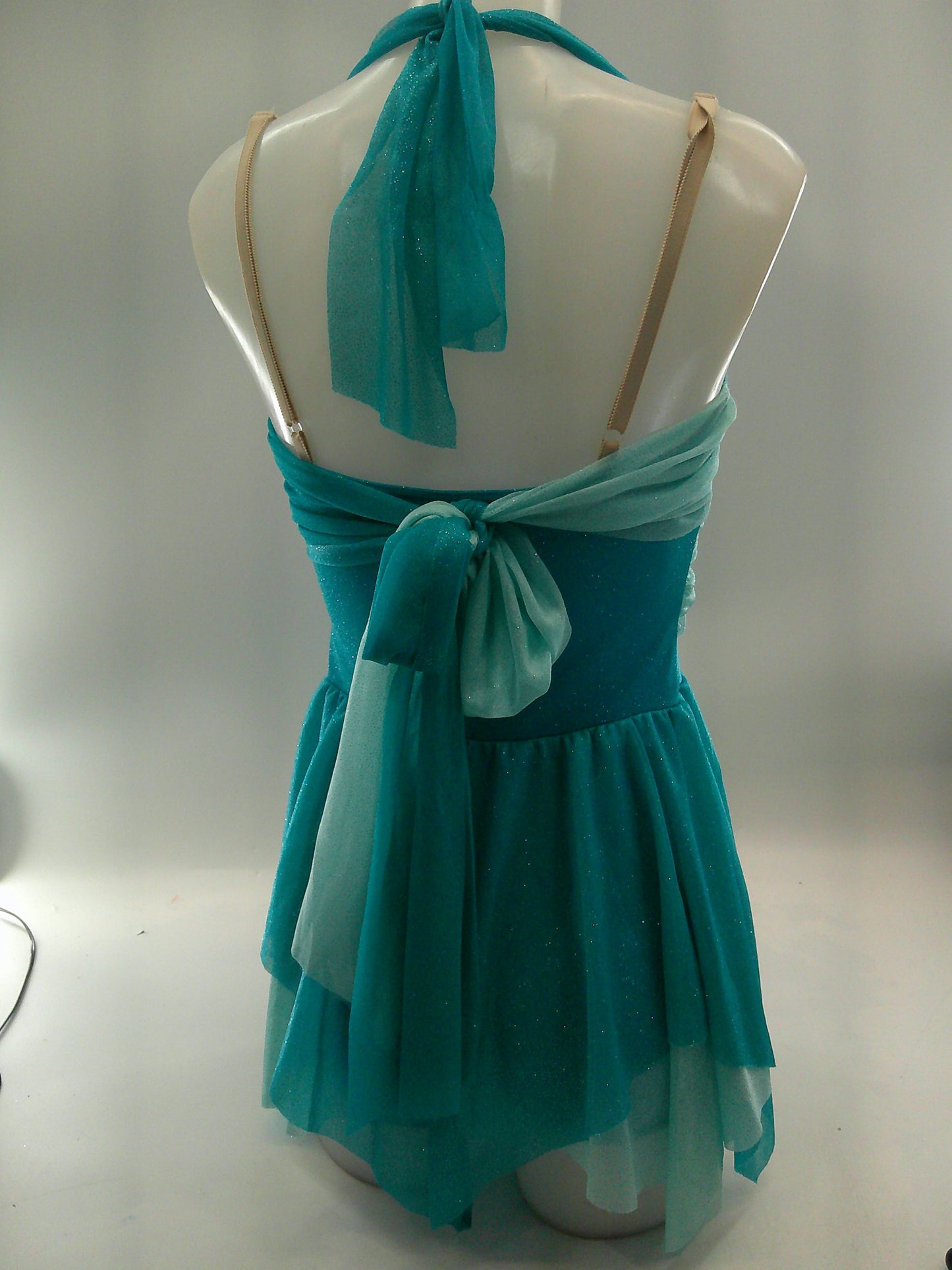 Pre-Owned Costume Medium Adult Teal A Wish Come True V1956 Lyrical Ballet Contemporary Glitter Handkerchief Skirt