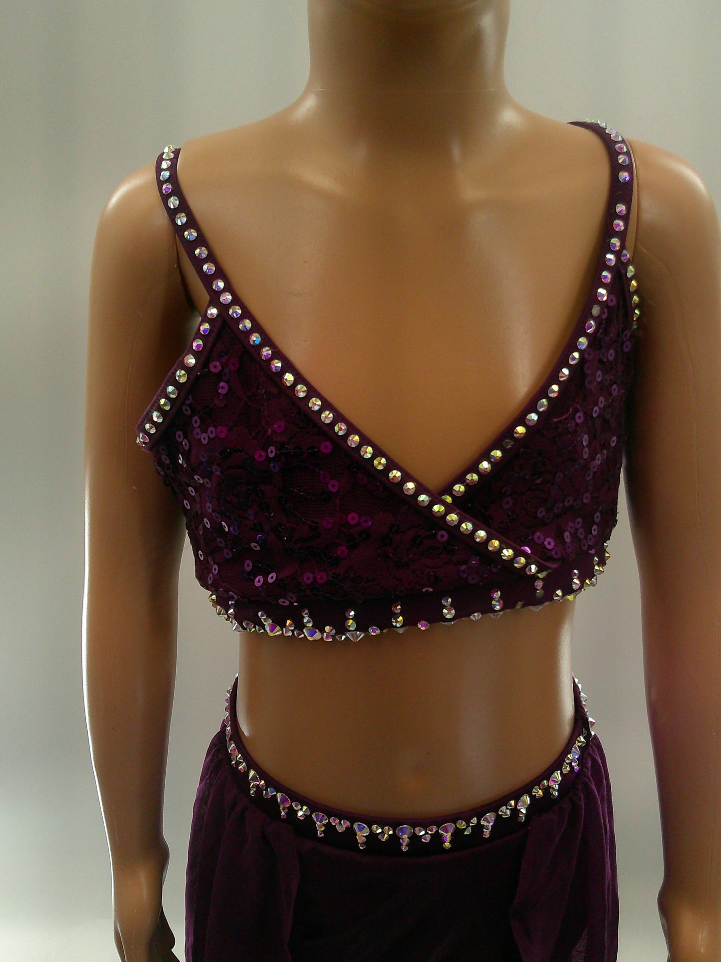 Pre-Owned Costume Large Child Pink Weissman D10076 Contemporary Modern 2Pc Rhinestones ADDED