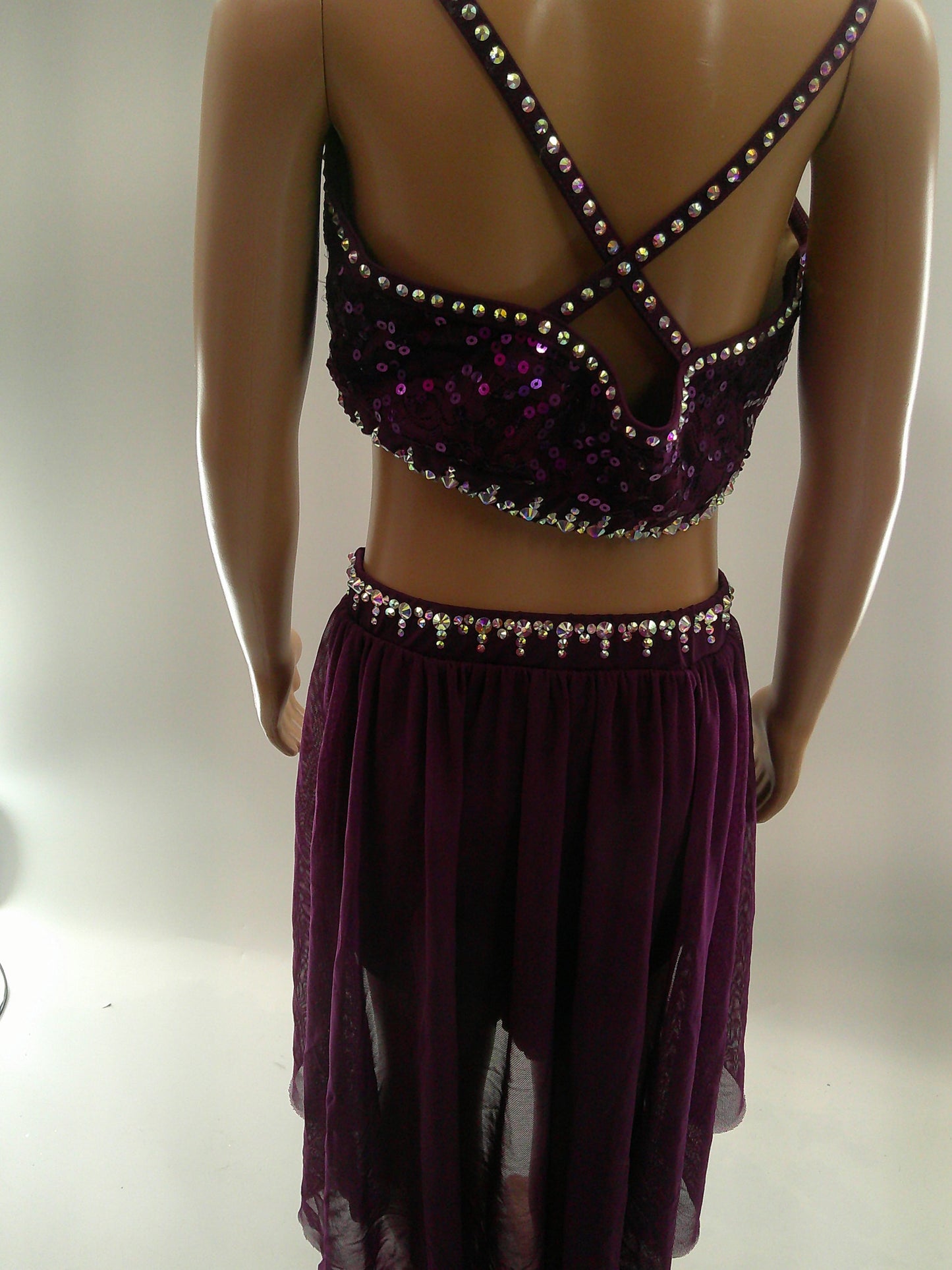 Pre-Owned Costume Large Child Pink Weissman D10076 Contemporary Modern 2Pc Rhinestones ADDED