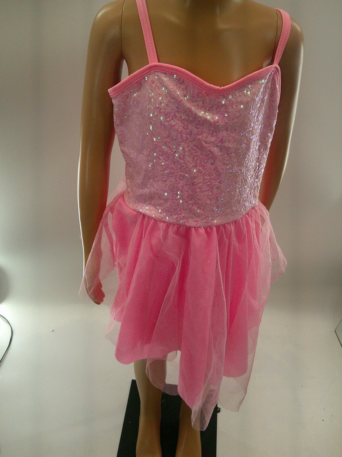 Pre-Owned Costume large Child Pink Curtain Call E1038 Lyrical Ballet YAGP Dress Up Sequin Dress Glitter
