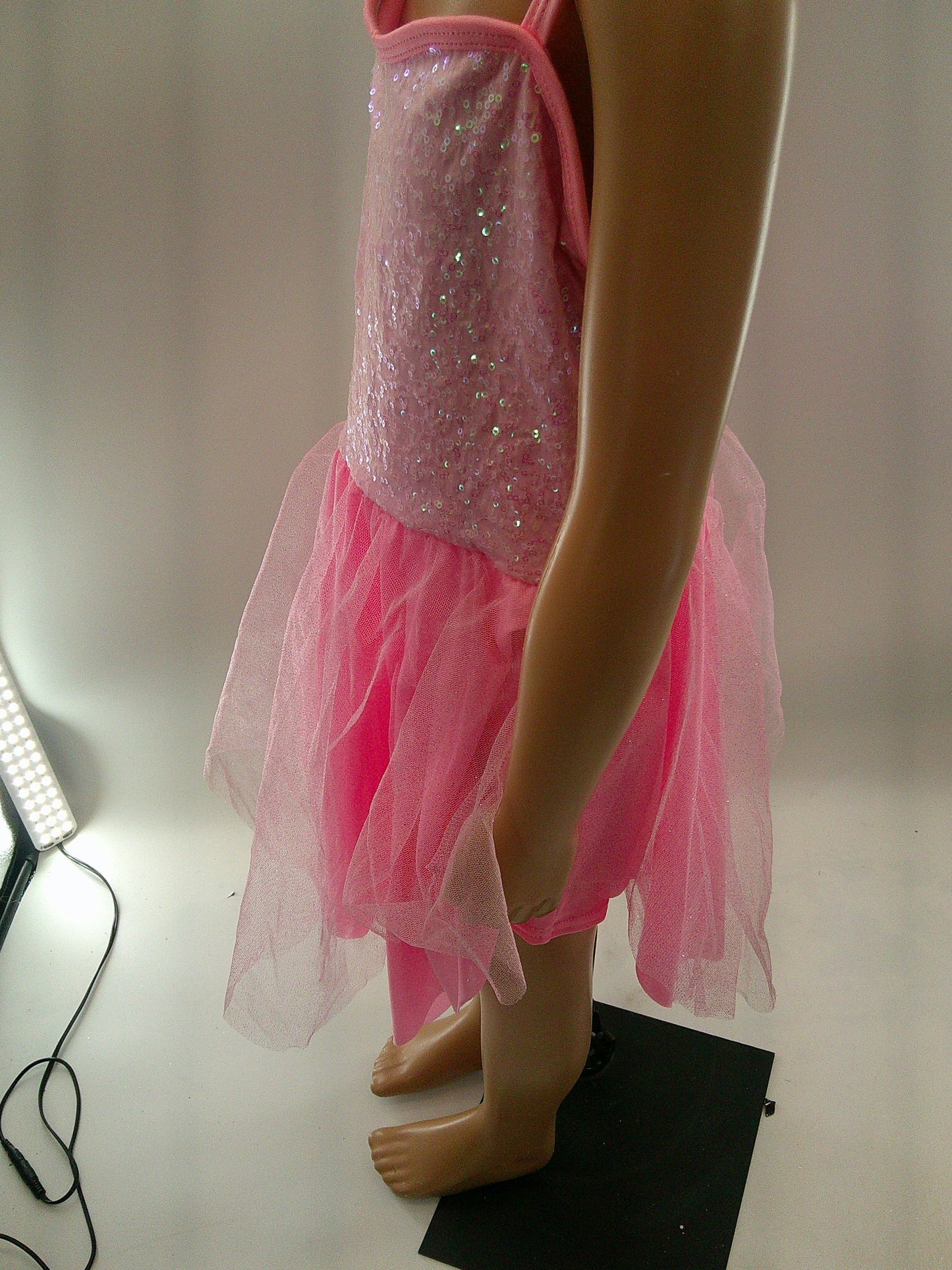 Pre-Owned Costume large Child Pink Curtain Call E1038 Lyrical Ballet YAGP Dress Up Sequin Dress Glitter