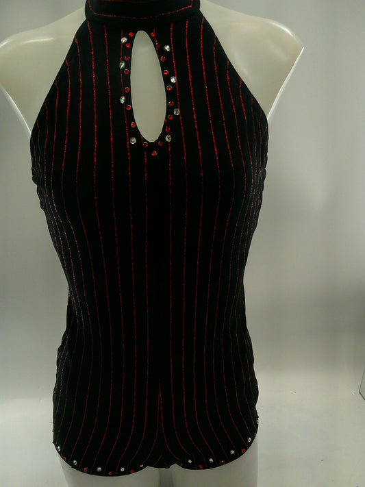 Pre-Owned Costume Kelle Vintage Small Adult Red Black Shortie unitard Jazz Tap Acro
