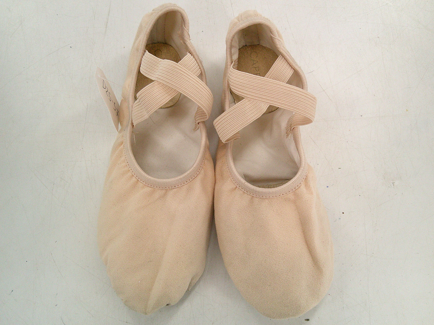 Pre-Owned Ballet Shoes Capezio Adult 8.5M No Tie Drawstring Canvas Crossing Straps Split Sole