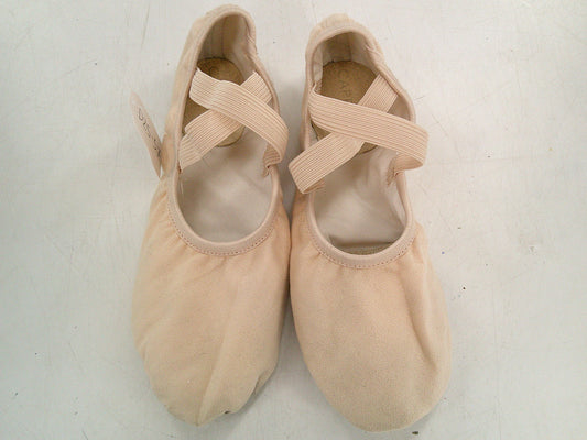Pre-Owned Ballet Shoes Capezio Adult 8.5M No Tie Drawstring Canvas Crossing Straps Split Sole