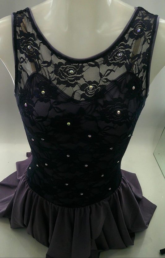 Pre-Owned Costume Medium Adult Purple Curtain Call E1371 Lyrical Ballet Contemporary Lace Rhinestone Dress
