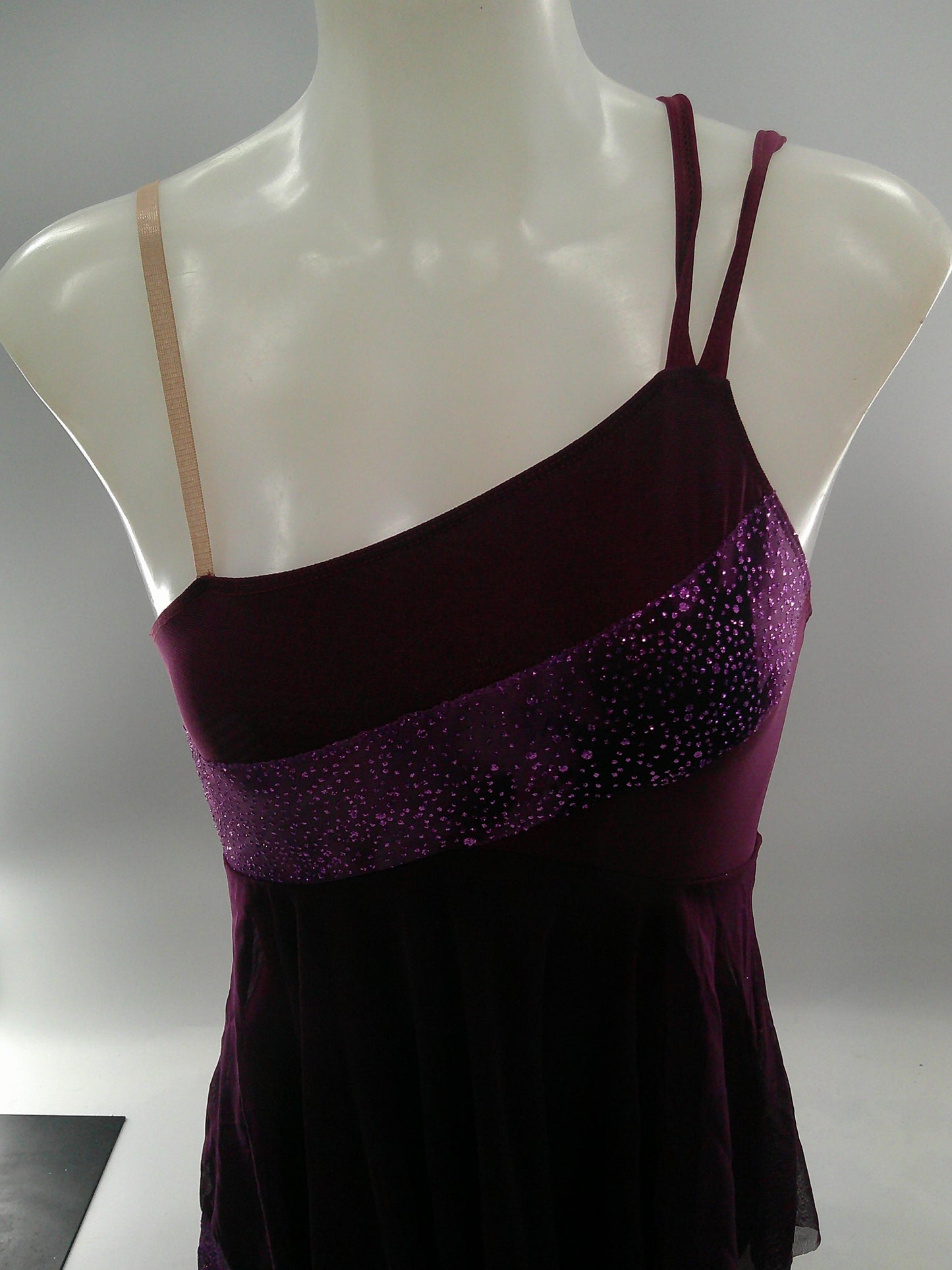 Pre-Owned Costume Small Adult Purple Art Stone 0355 Lyrical Ballet Contemporary Flowy Glitter Asymmetry