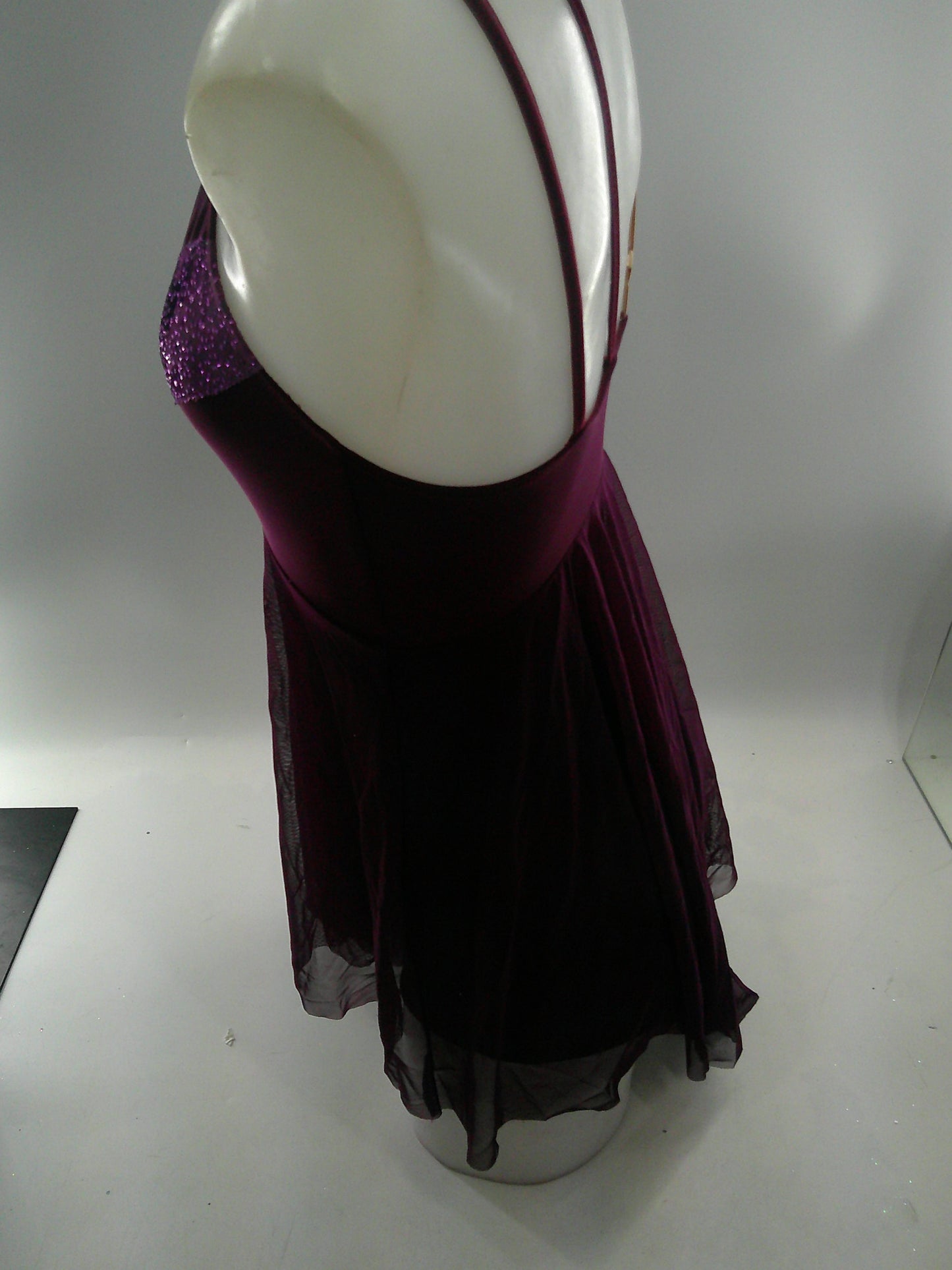 Pre-Owned Costume Small Adult Purple Art Stone 0355 Lyrical Ballet Contemporary Flowy Glitter Asymmetry