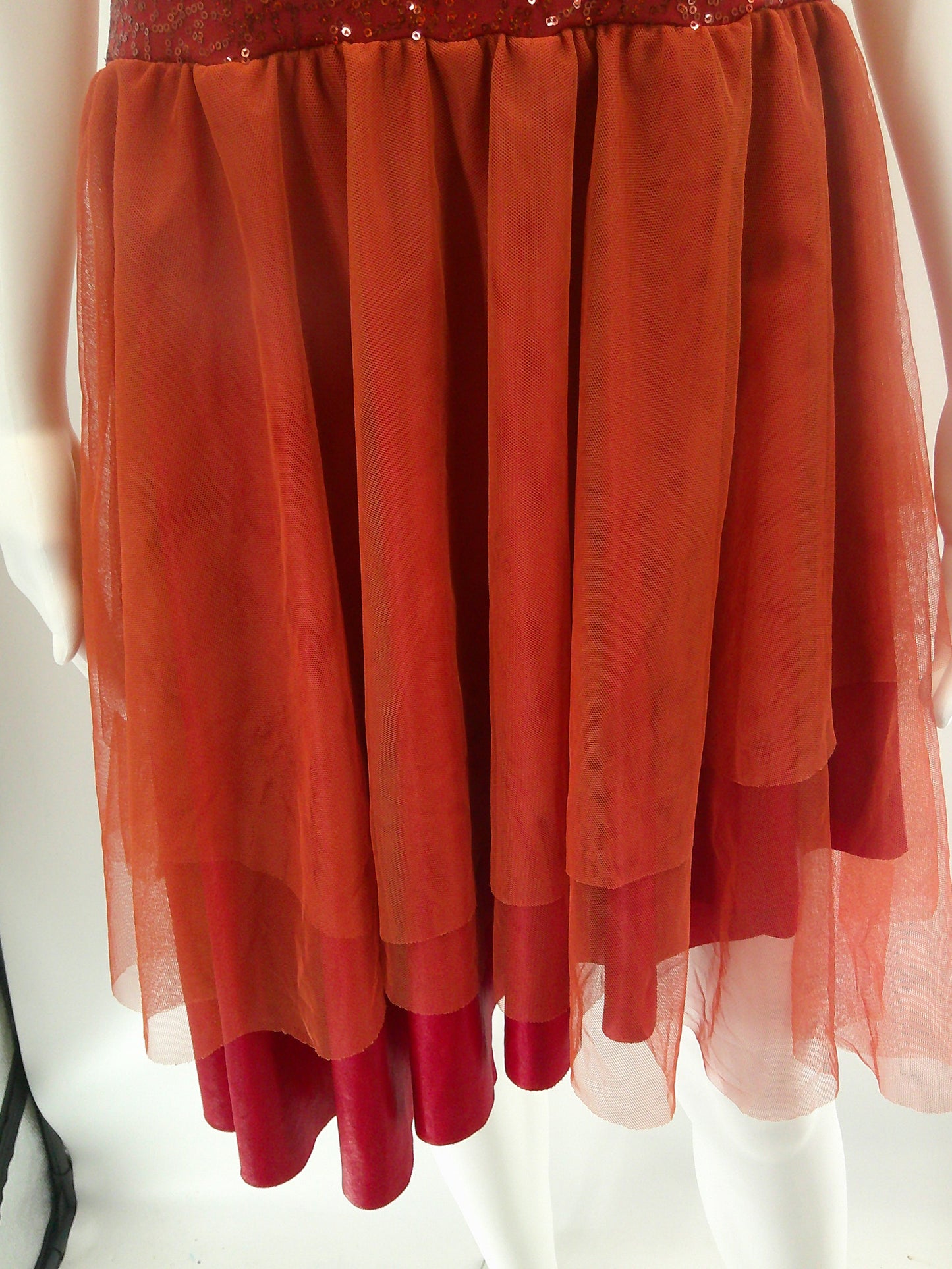 Pre-Owned Costume Lyrical XXL Adult Rust Curtain Call R308 Dress Sequin Flowy Ballet Contemporary