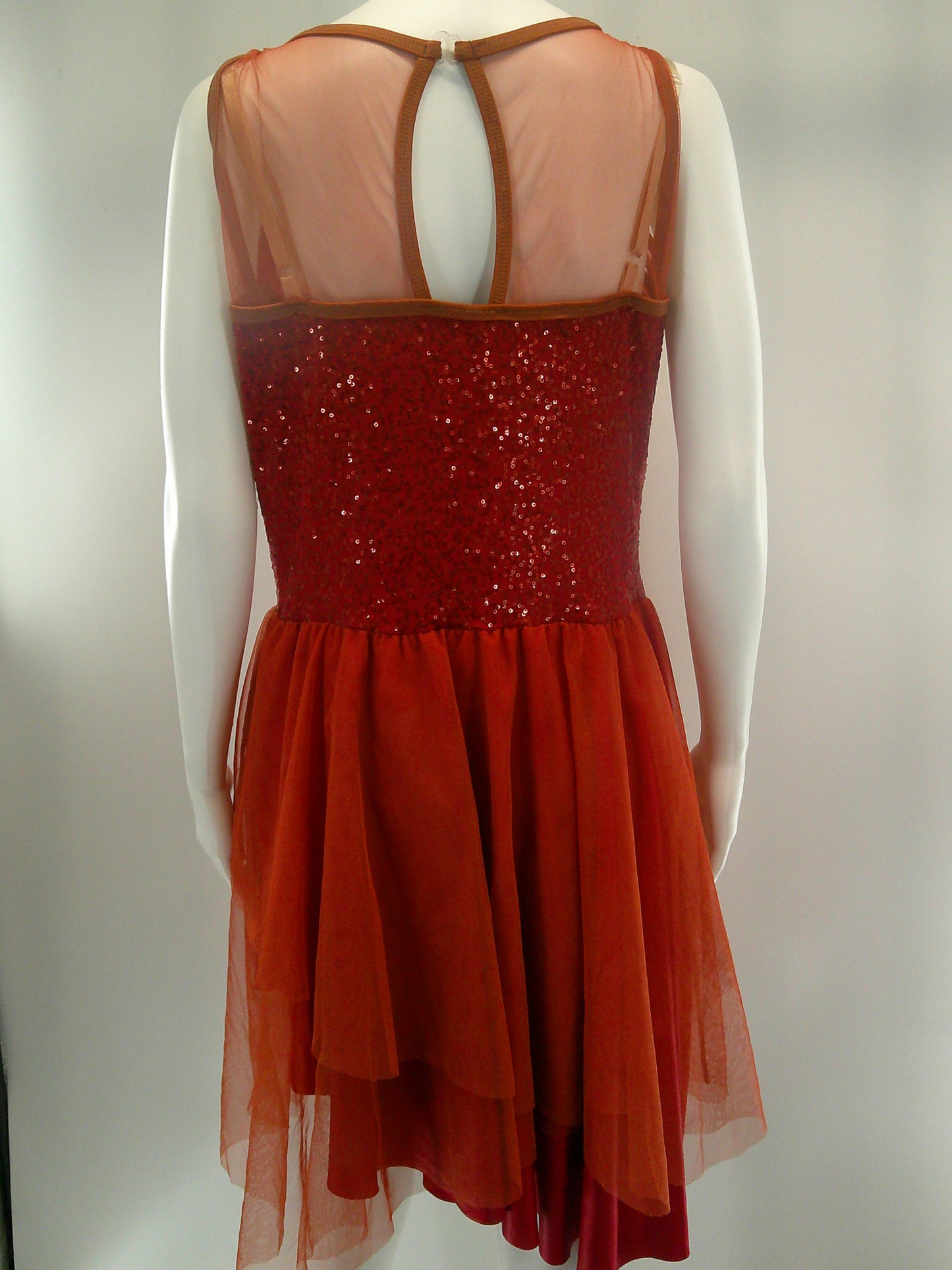 Pre-Owned Costume Lyrical XXL Adult Rust Curtain Call R308 Dress Sequin Flowy Ballet Contemporary