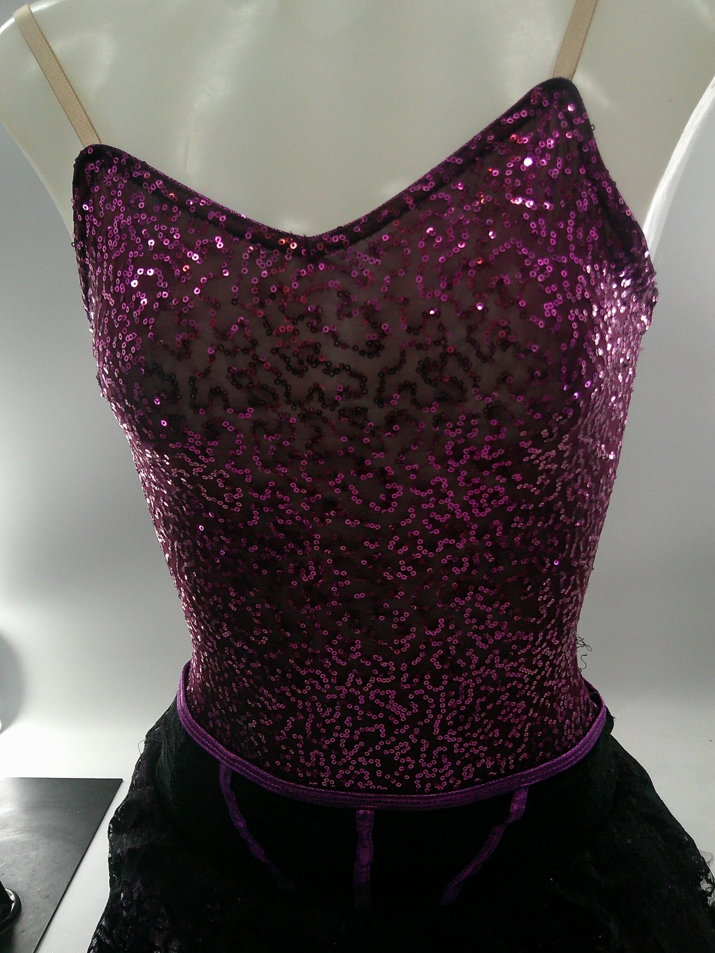 Pre-Owned Costume Small Adult Purple Curtain Call J4702 Jazz Tap Clogging Ballet Sequin Lace Dress