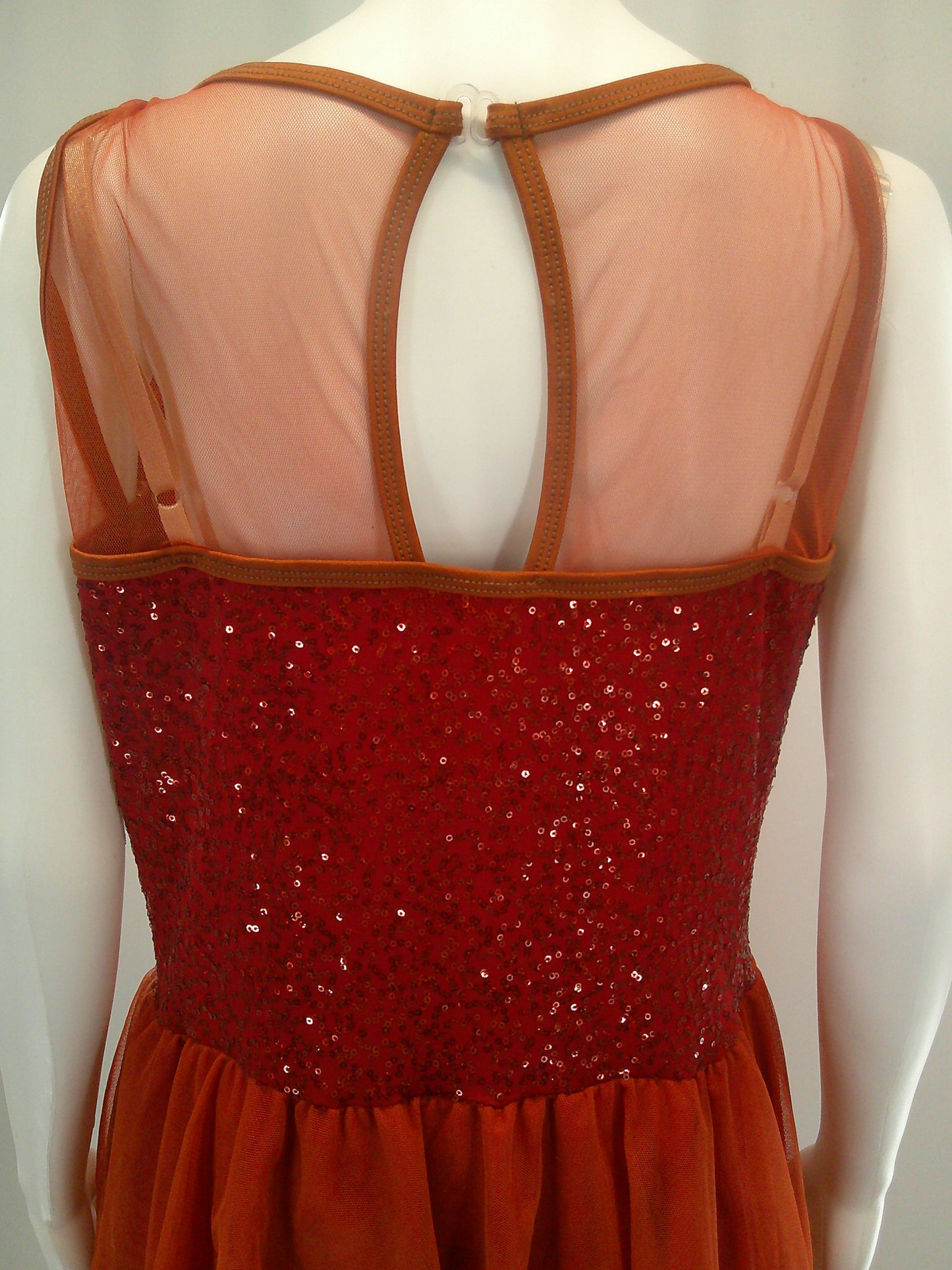 Pre-Owned Costume Lyrical XXL Adult Rust Curtain Call R308 Dress Sequin Flowy Ballet Contemporary