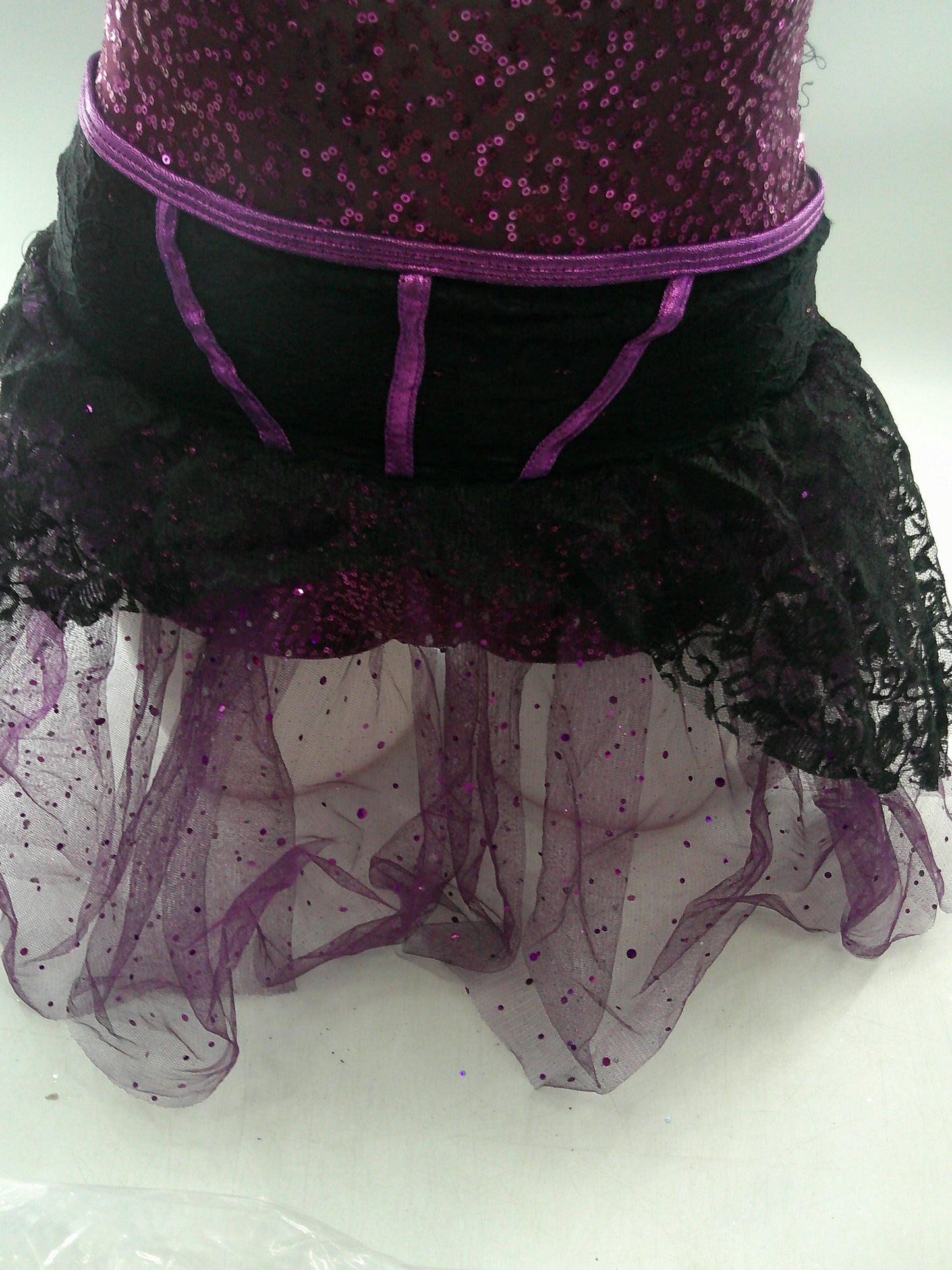 Pre-Owned Costume Small Adult Purple Curtain Call J4702 Jazz Tap Clogging Ballet Sequin Lace Dress