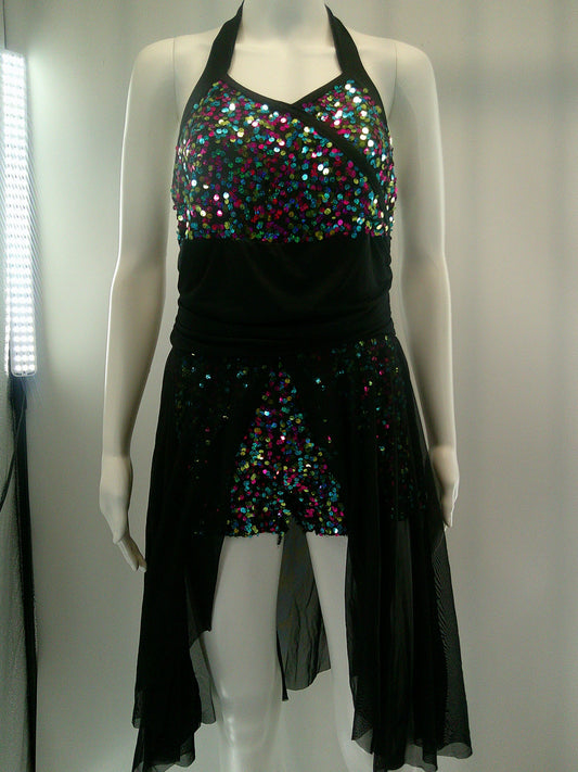 Pre-Owned Costume Lyrical Large Adult Multi Costume Gallery Sequin Dress Contemporary Jazz