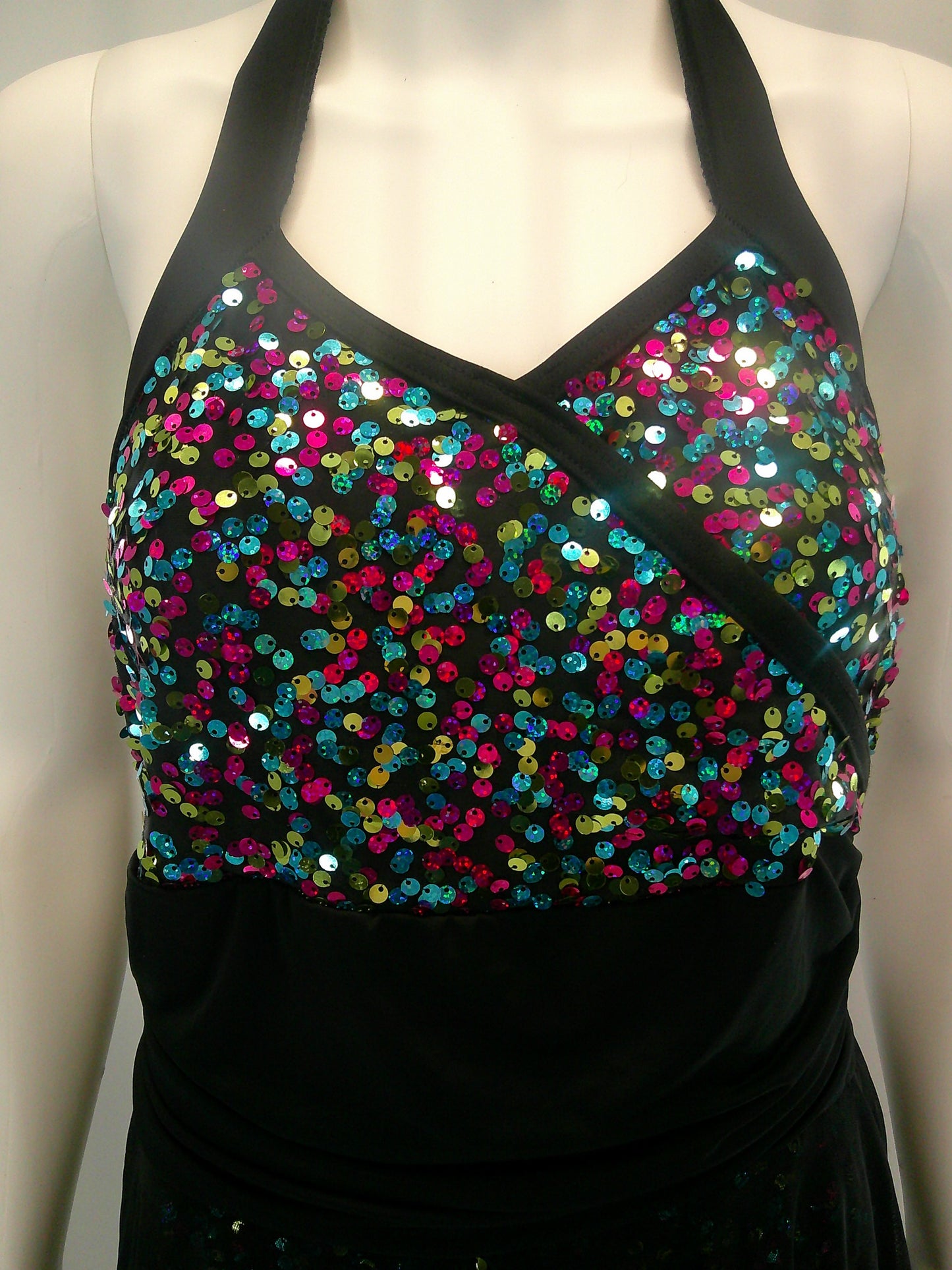 Pre-Owned Costume Lyrical Large Adult Multi Costume Gallery Sequin Dress Contemporary Jazz