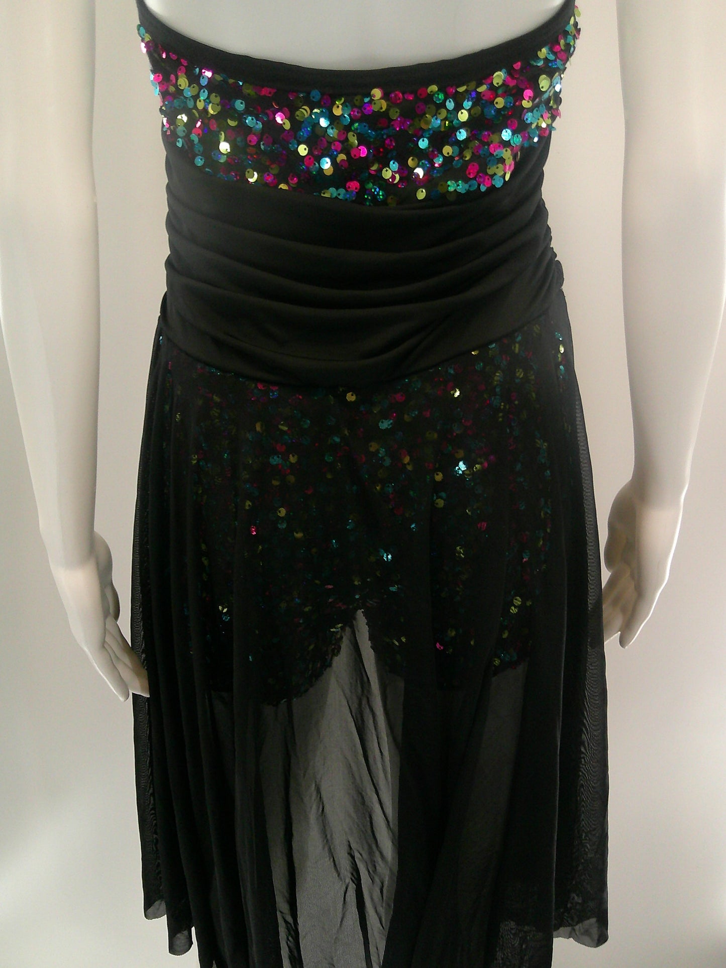 Pre-Owned Costume Lyrical Large Adult Multi Costume Gallery Sequin Dress Contemporary Jazz