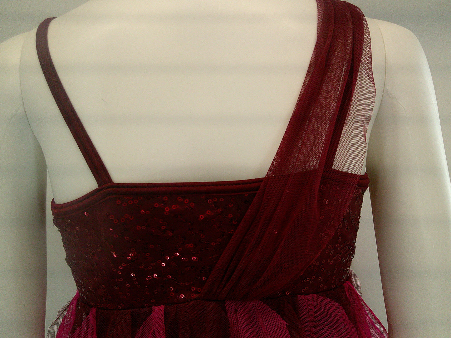 Pre-Owned Costume Small Adult Burgundy Weissman 7348 Lyrical Contemporary Ballet Handercheif skirt Sequin Leotard