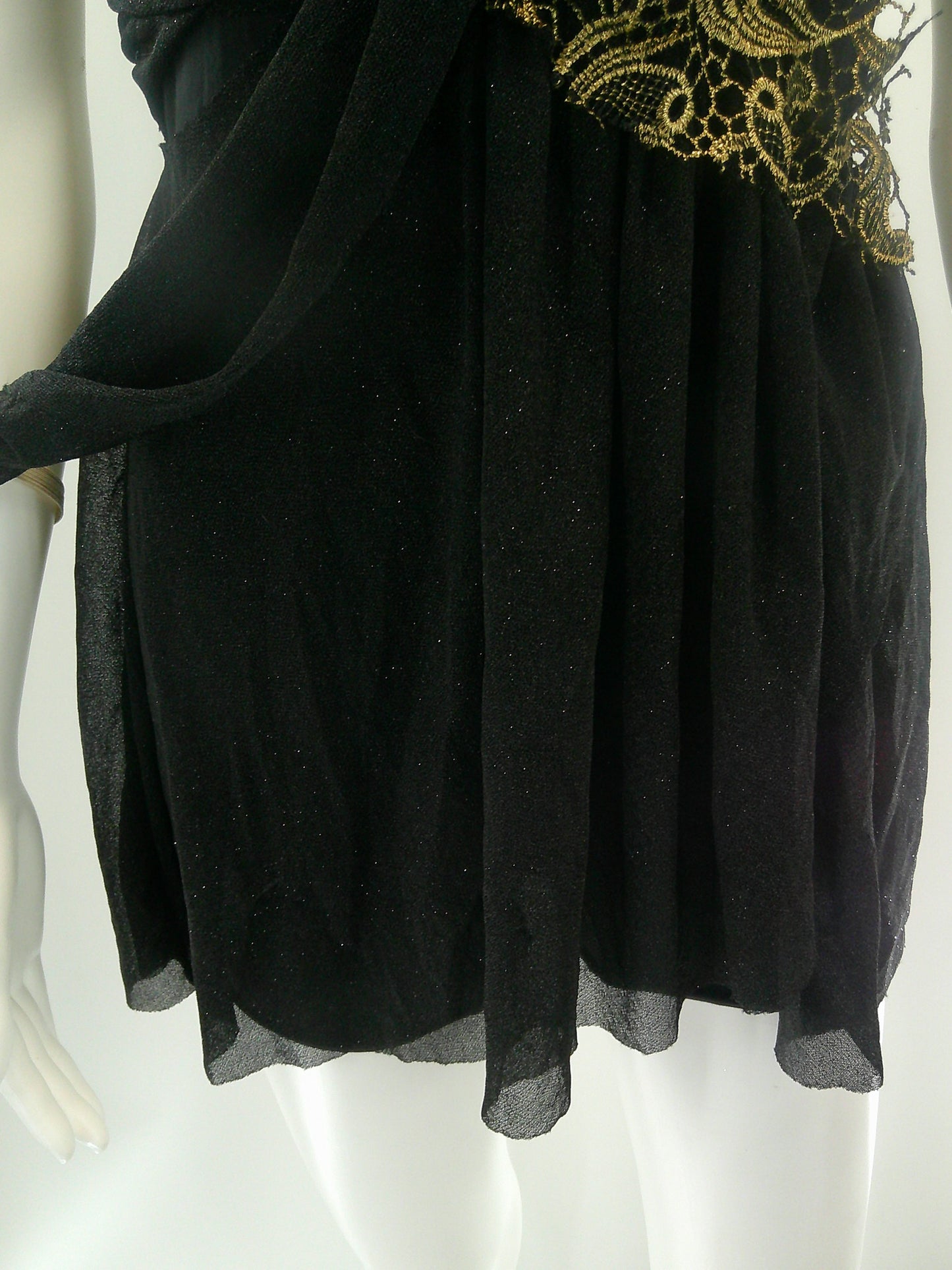 Pre-Owned Costume Medium Adult Black Weissman D7278 Lyrical Jazz Contemporary Lace Gold Sparkle