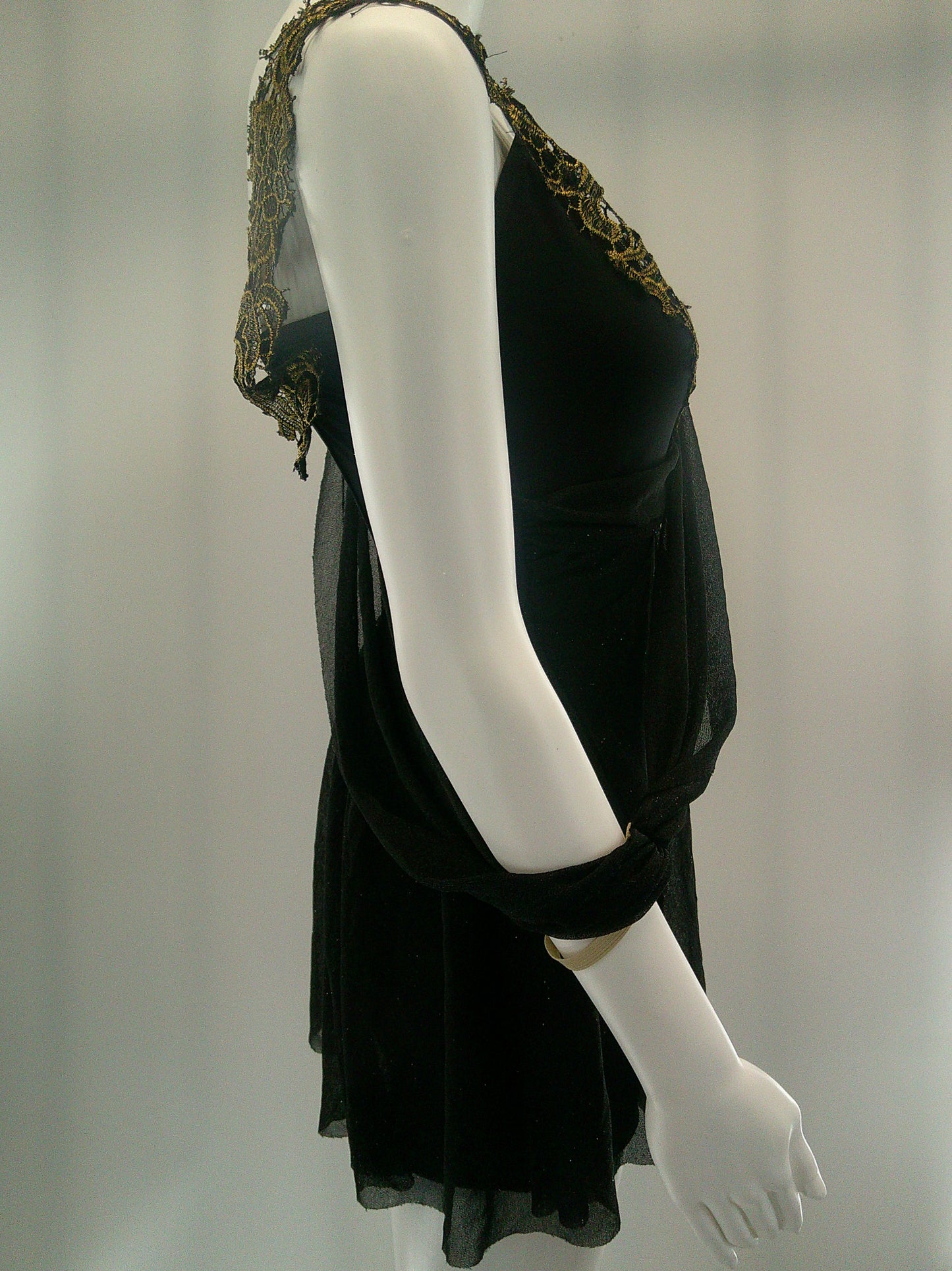 Pre-Owned Costume Medium Adult Black Weissman D7278 Lyrical Jazz Contemporary Lace Gold Sparkle