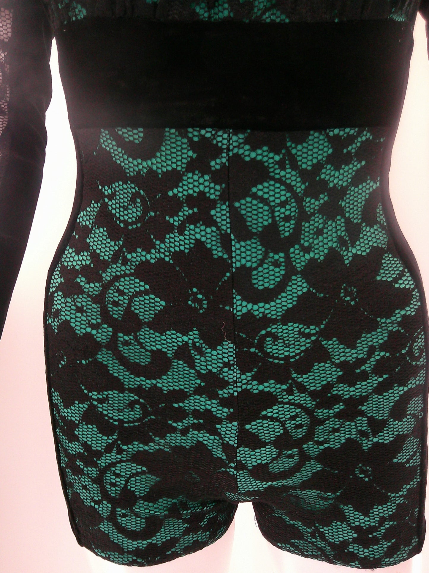 Pre-Owned Costume Small Adult Green A Wish Come True 18979 Jazz Contemporary Acro Lace Unitard Long Sleeve