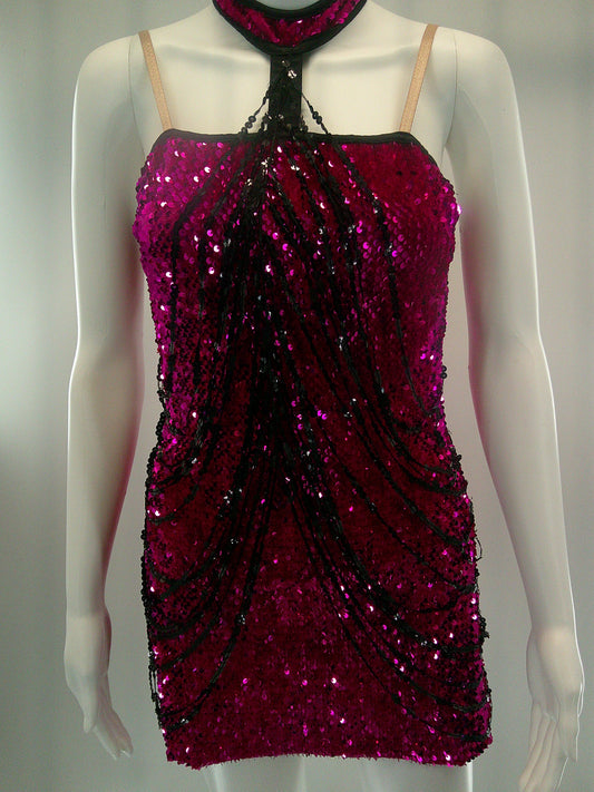 Pre-Owned Costume Small Adult Pink Art Stone 0564 Jazz Tap Musical Theater Flapper Sequin Fringe Halter
