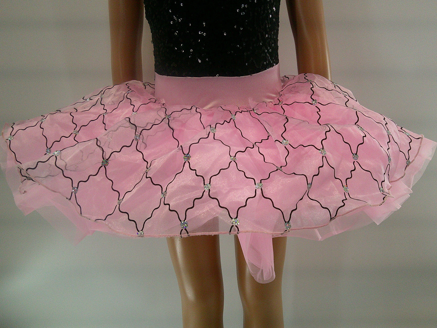 Pre-Owned Costume Small Child Pink Weissman 8159 Tap Ballet Jazz Musical Theater Glitter Dress Sequin