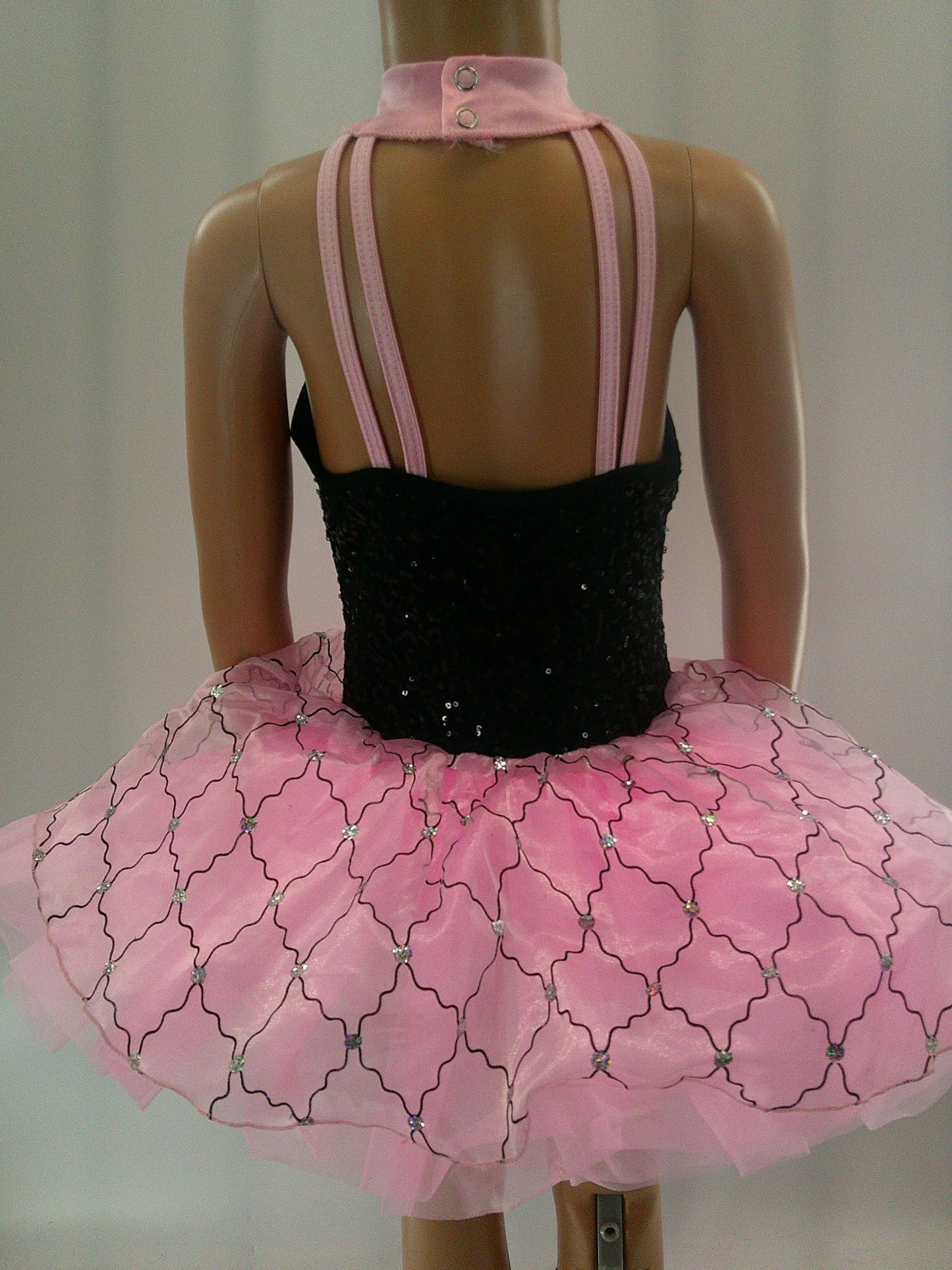 Pre-Owned Costume Small Child Pink Weissman 8159 Tap Ballet Jazz Musical Theater Glitter Dress Sequin
