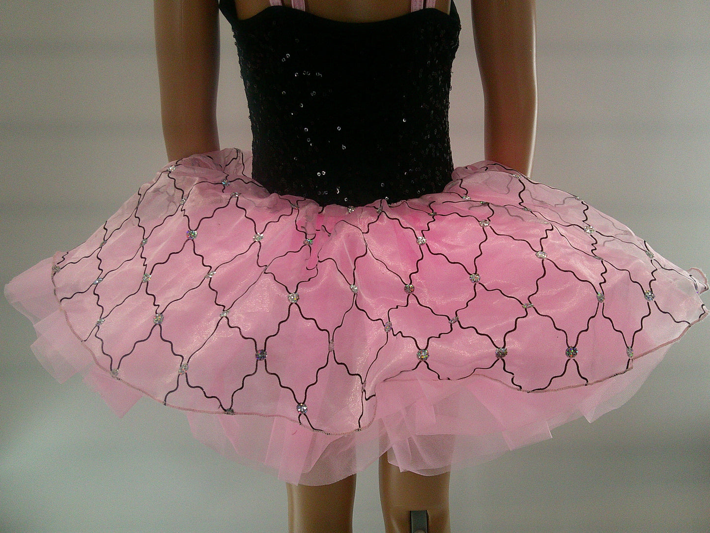 Pre-Owned Costume Small Child Pink Weissman 8159 Tap Ballet Jazz Musical Theater Glitter Dress Sequin