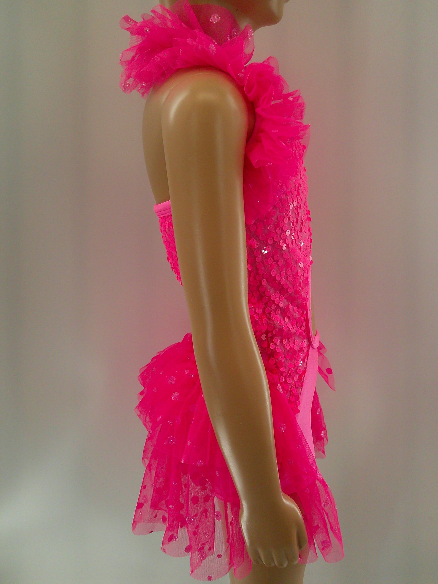 Pre-Owned Costume Small Child Hot Pink Wish Come True S074 Jazz Tap Clogging Musical Theater Sequin