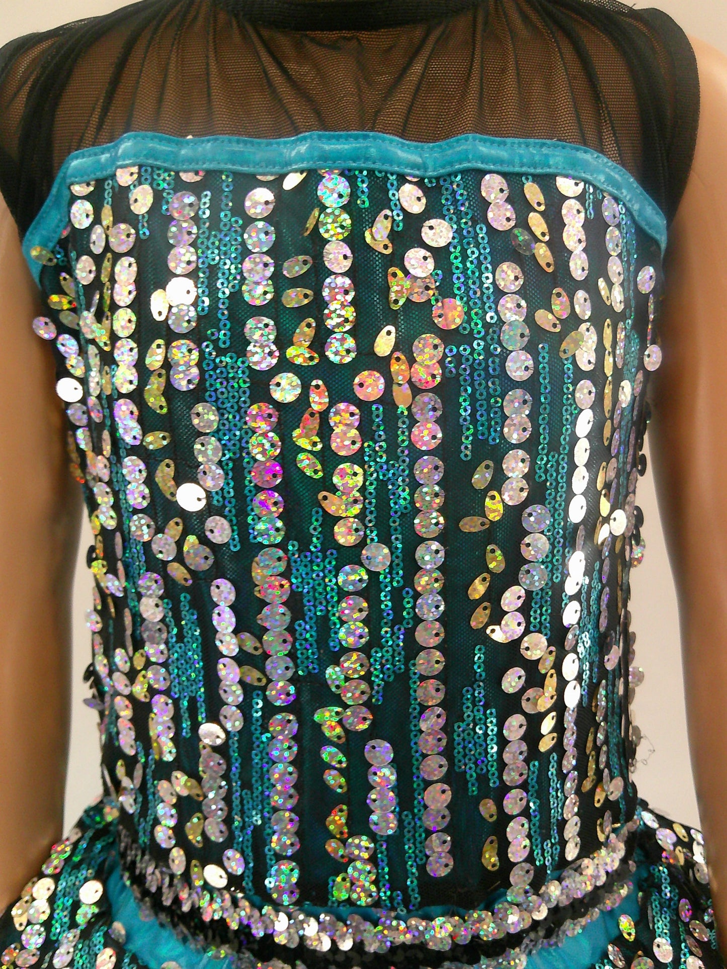 Pre-Owned Costume Medium Child Blue A Wish Come True 19265 Jazz Tap Clogging Musical Theater Dress Sequin
