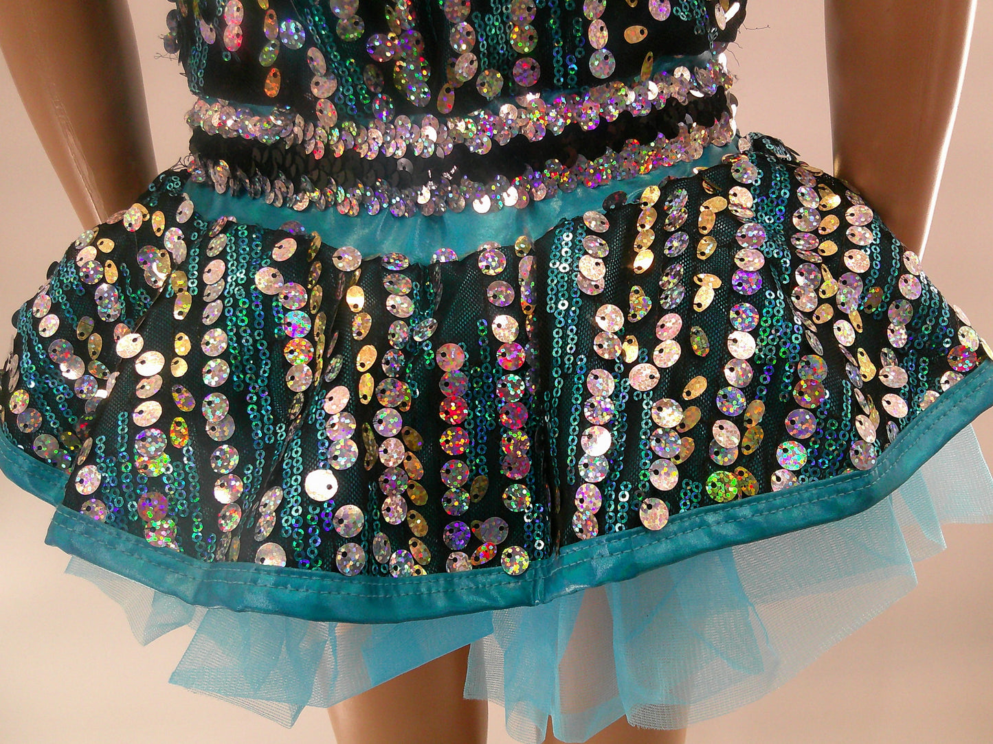 Pre-Owned Costume Medium Child Blue A Wish Come True 19265 Jazz Tap Clogging Musical Theater Dress Sequin