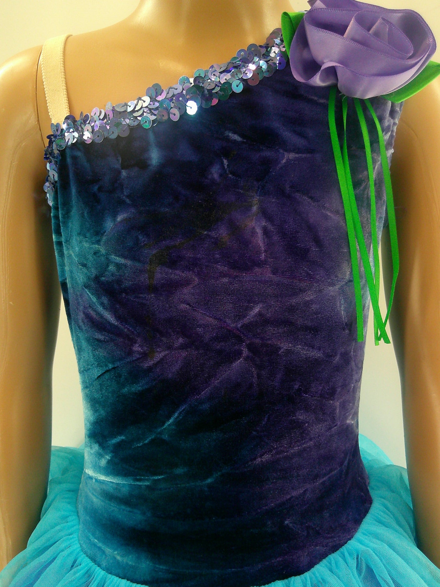 Pre-Owned Costume Medium Child Blue A Wish Come True V553 Ballet Lyrical Dress Up Tutu Tie Dye Sequin