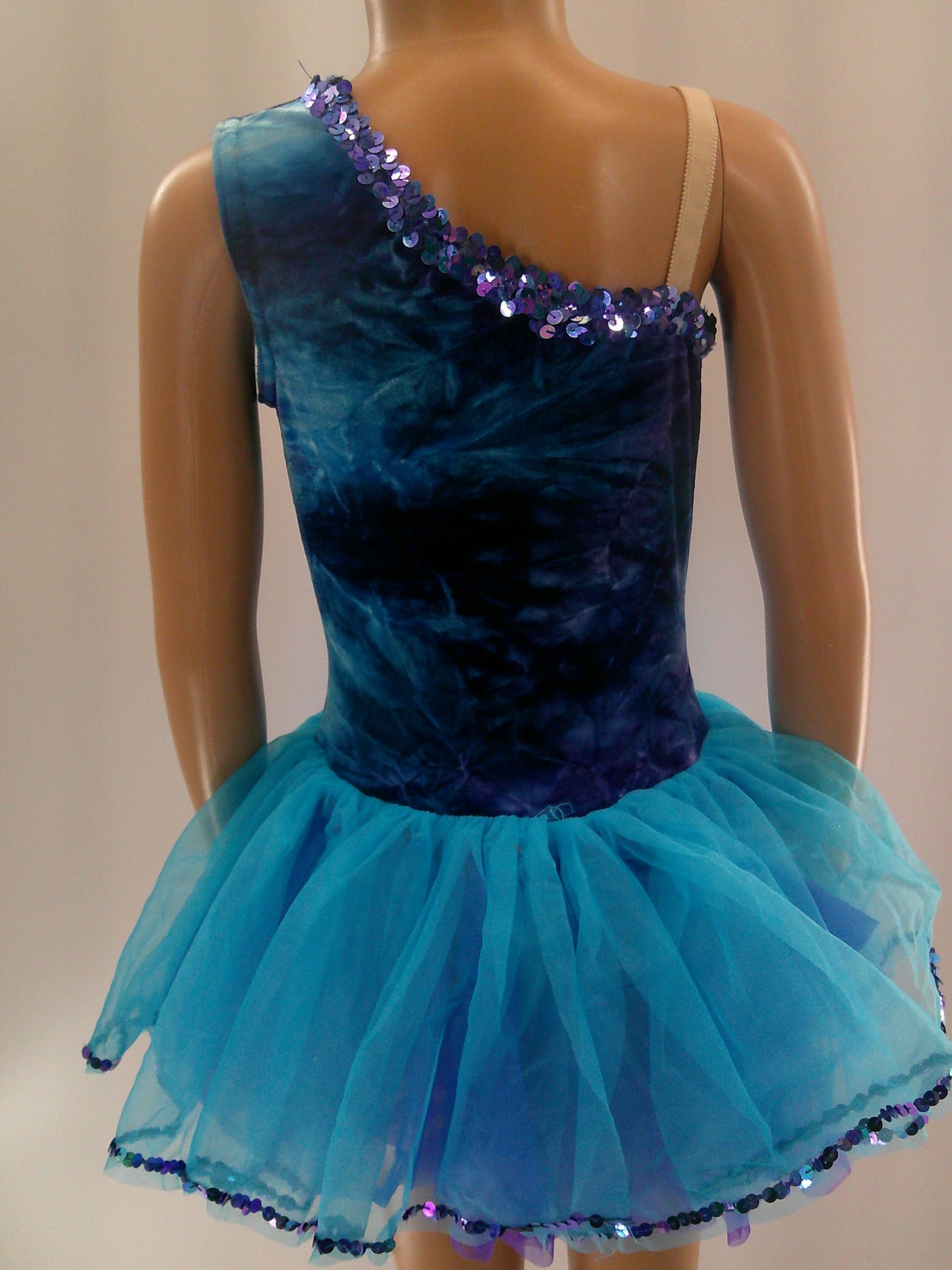 Pre-Owned Costume Medium Child Blue A Wish Come True V553 Ballet Lyrical Dress Up Tutu Tie Dye Sequin