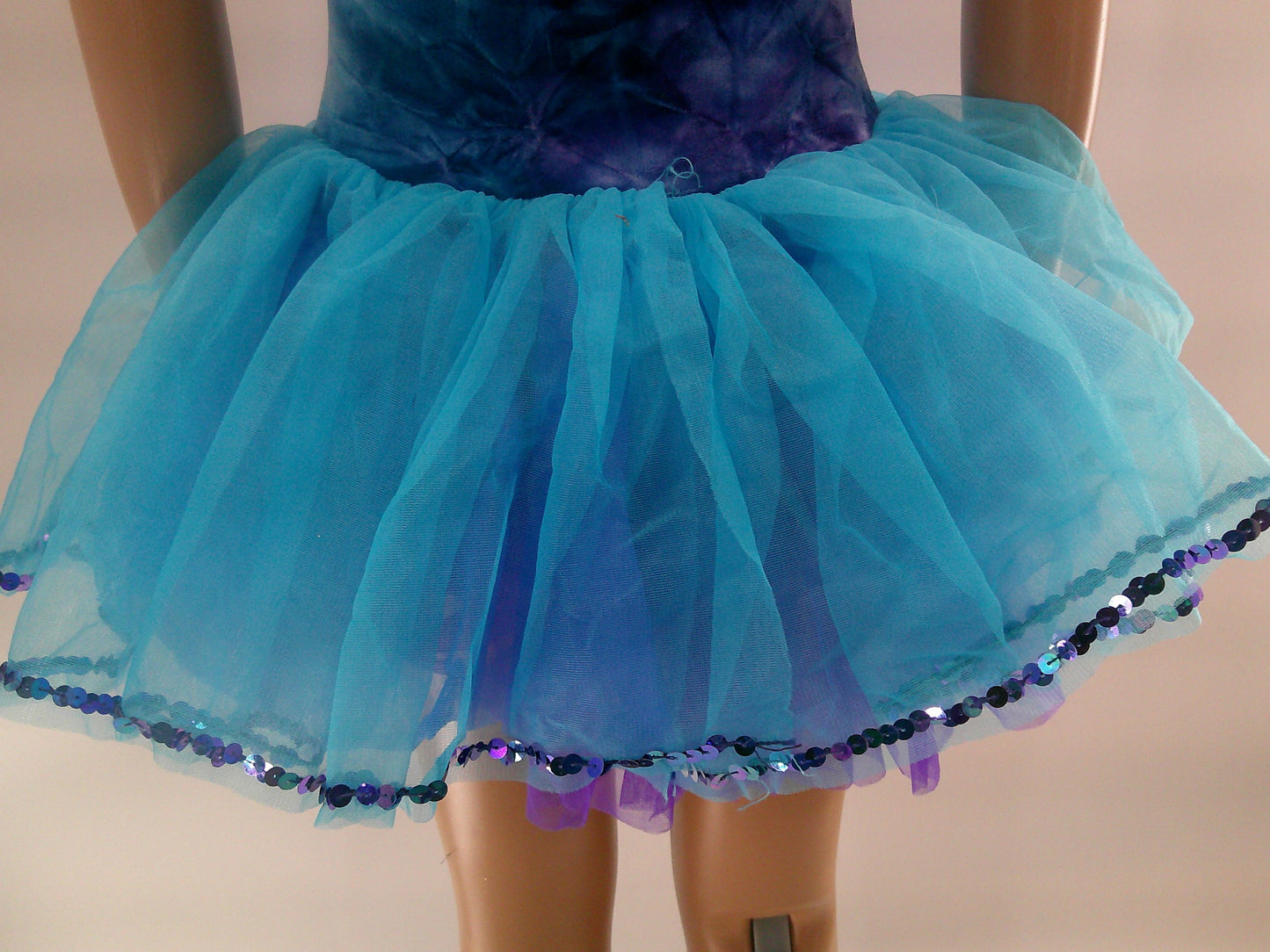 Pre-Owned Costume Medium Child Blue A Wish Come True V553 Ballet Lyrical Dress Up Tutu Tie Dye Sequin