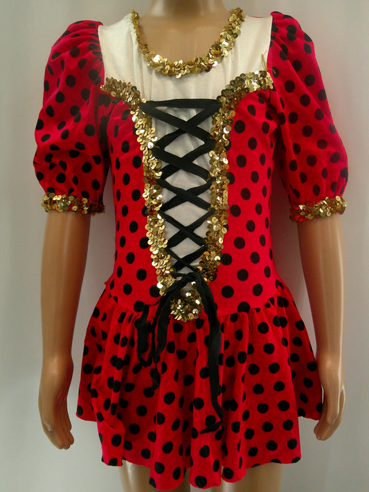 Pre-Owned Costume medium Child Red Costume Gallery Jazz Tap Musical Theater Polka Dots Sequin