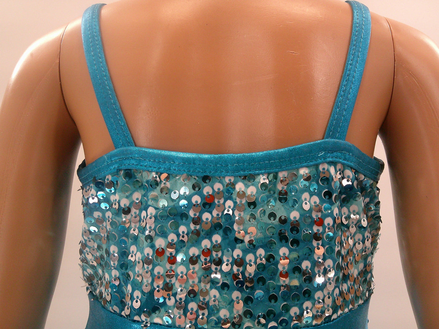 Pre-Owned Costume Jazz Small Child Turquoise A Wish Come True V1884 Fringe Sparkle Shorts Tap Clogging Latin