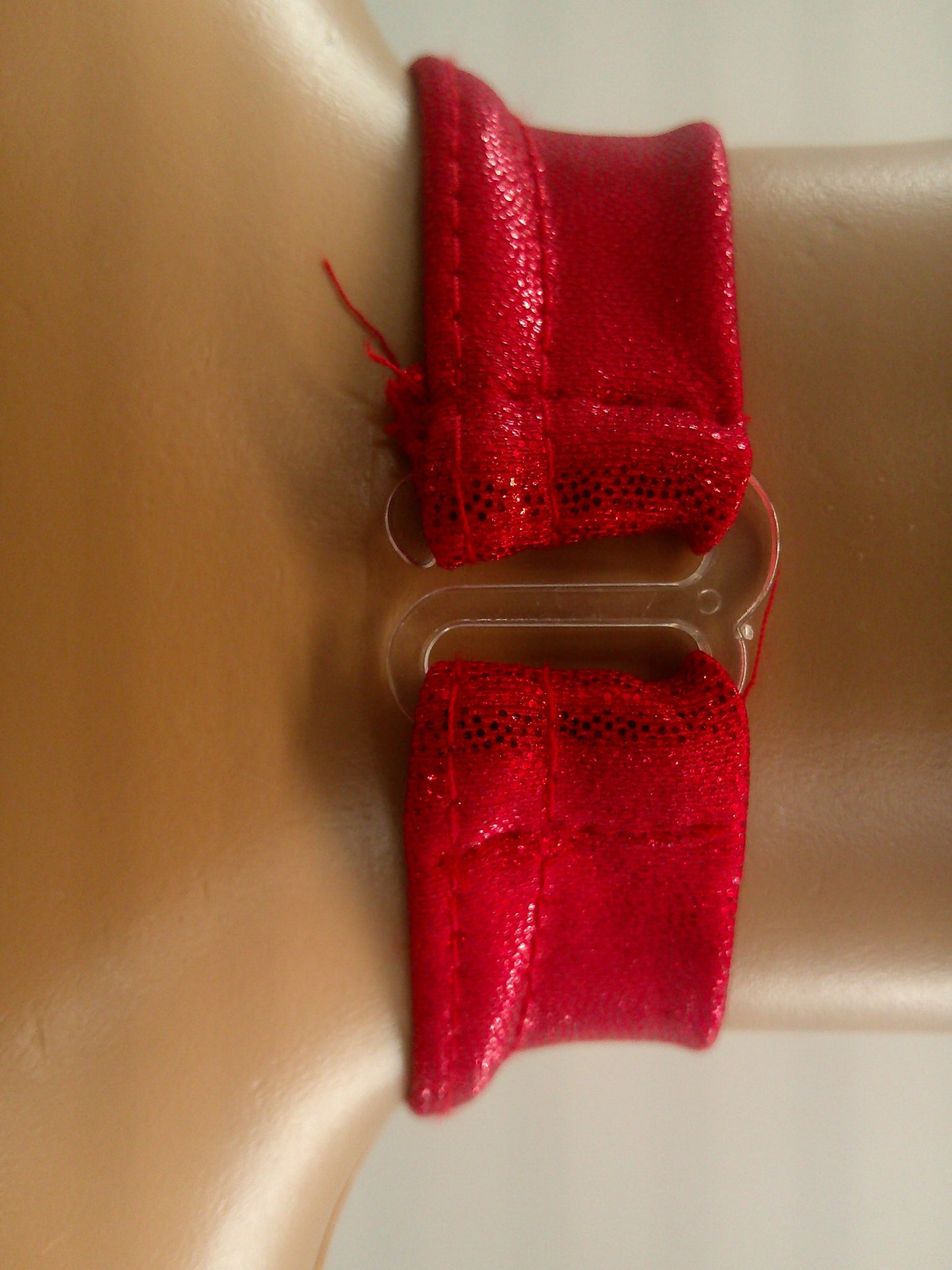 Pre-Owned Costume Medium Child Red Reverence Jazz Tap Clogging Ruffles Sequin Open Back
