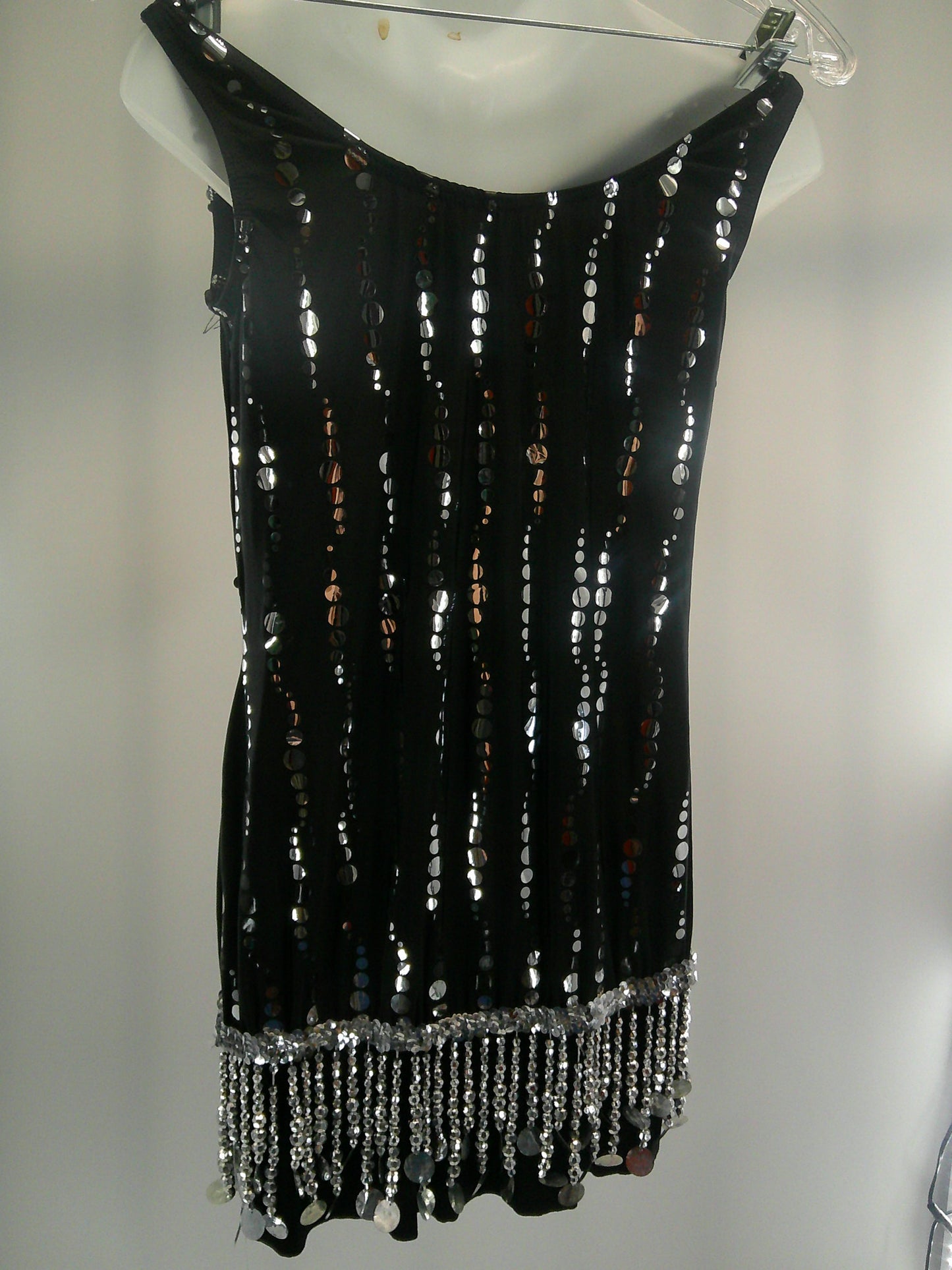 Pre-Owned Costume XL Child Black Weissman 4296 Jazz Tap Flapper Musical Theater Fringe Dress Sequin