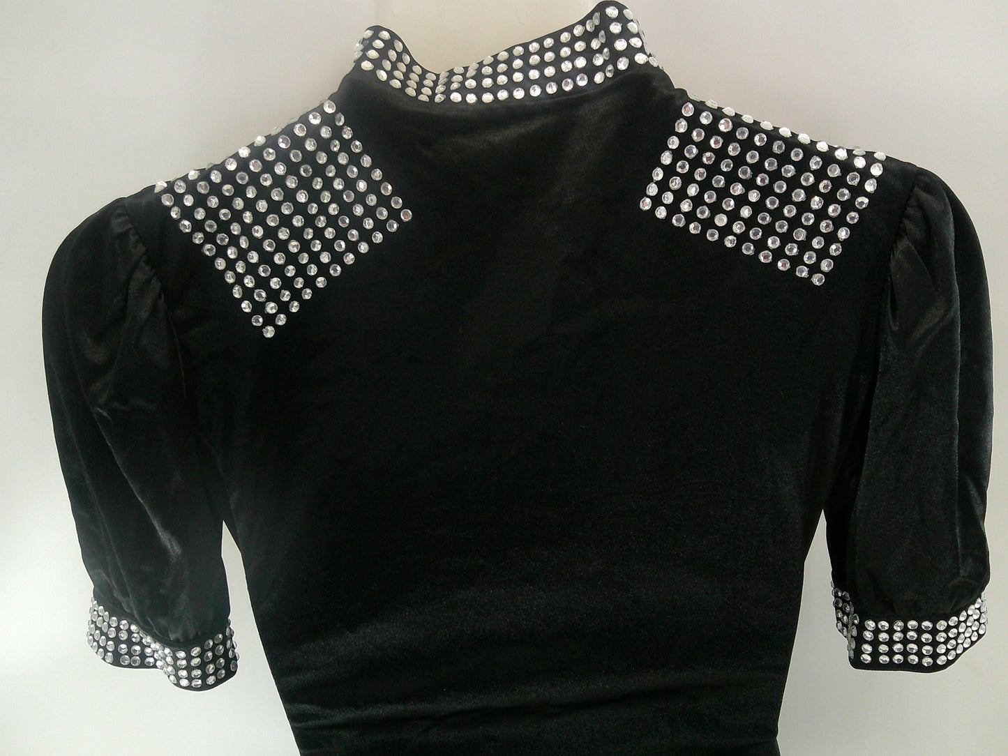 Pre-Owned Costume Large Child Black Weissman 5507 Jazz Tap Contemporary Romper Rhinestones