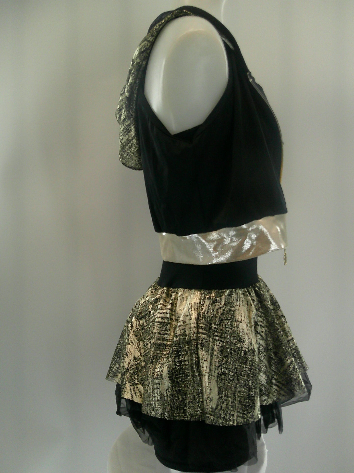 Pre-Owned Costume Jazz Medium Adult Gold Curtain Call E1831 2 piece Vest Dress Hip Hop Clogging Tap