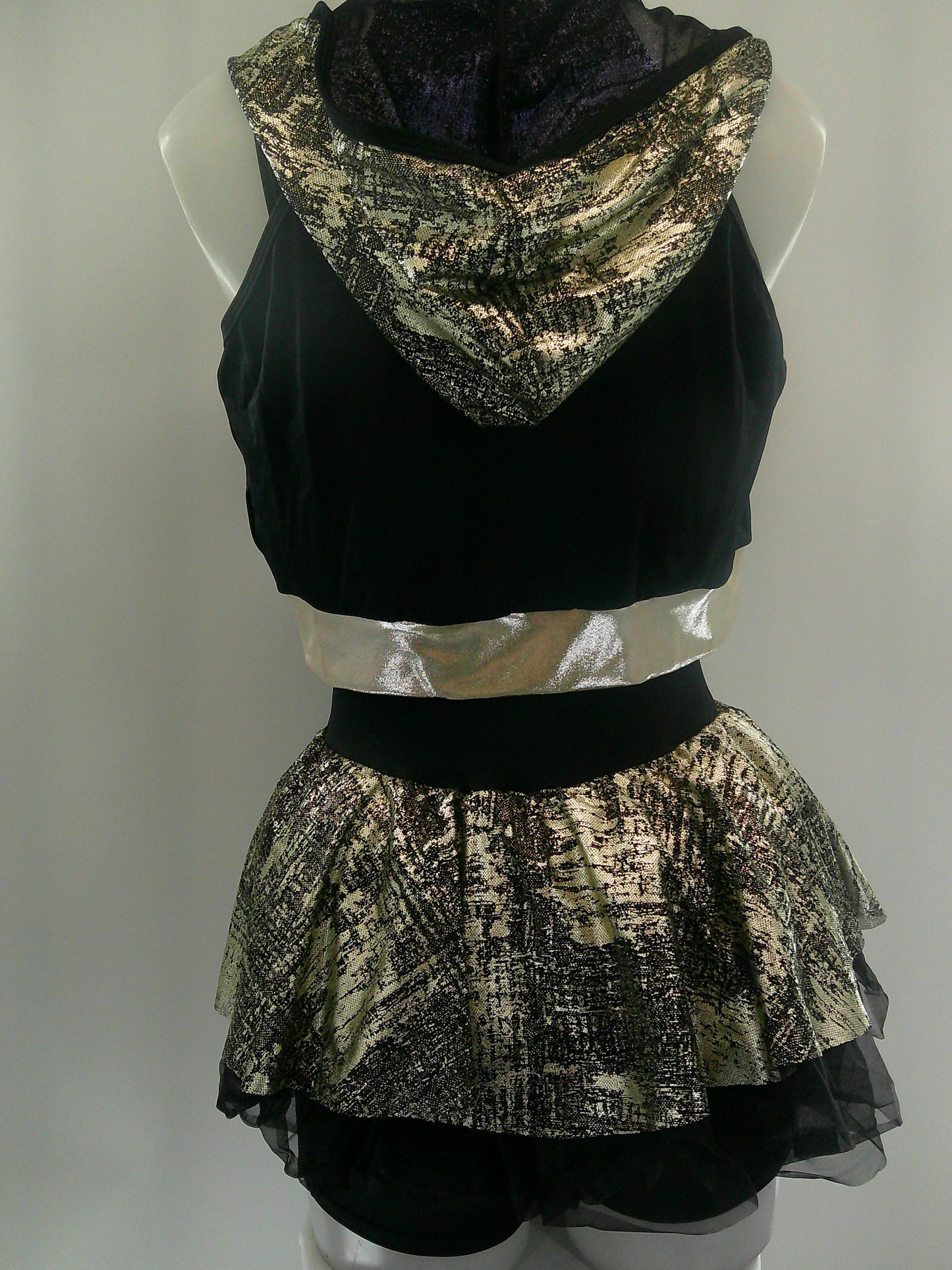 Pre-Owned Costume Jazz Medium Adult Gold Curtain Call E1831 2 piece Vest Dress Hip Hop Clogging Tap