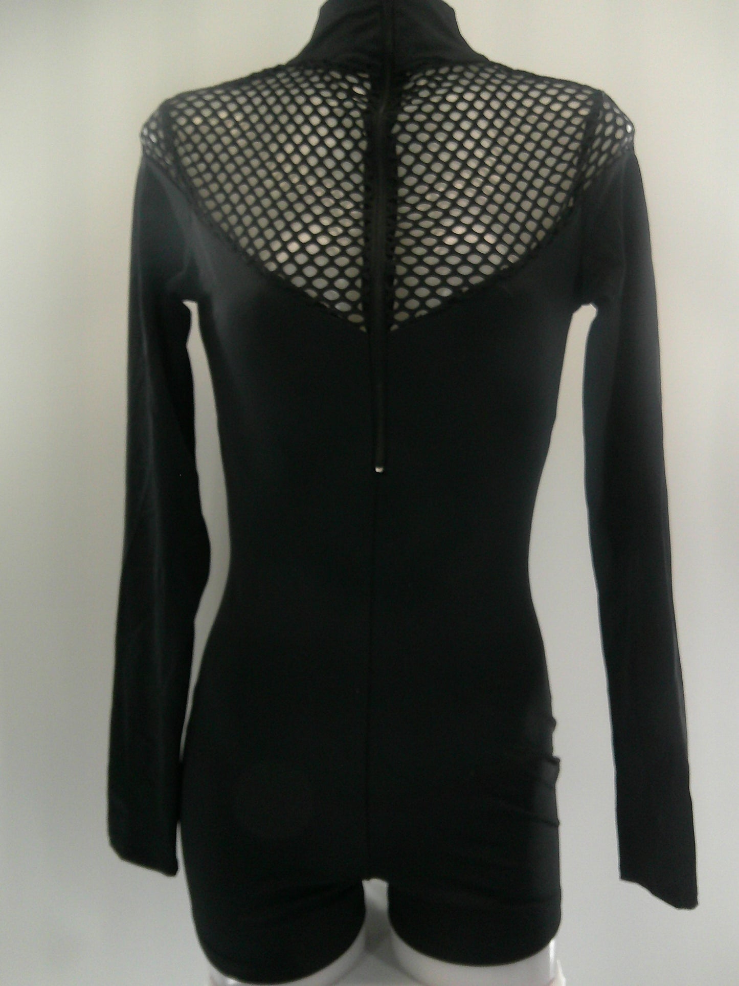 Pre-Owned Costume Medium Adult Black Mesh Unitard Jazz Acro Contemporary Mesh Unitard