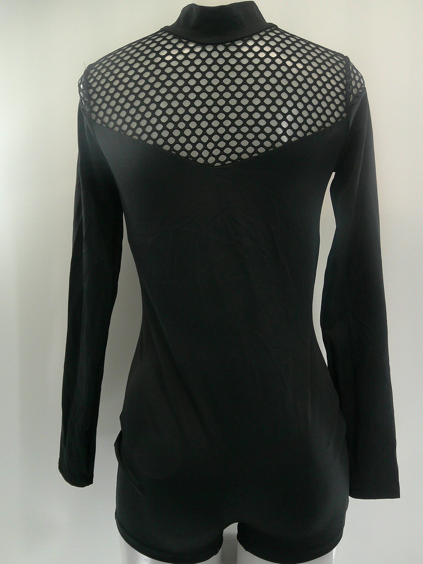 Pre-Owned Costume Medium Adult Black Mesh Unitard Jazz Acro Contemporary Mesh Unitard