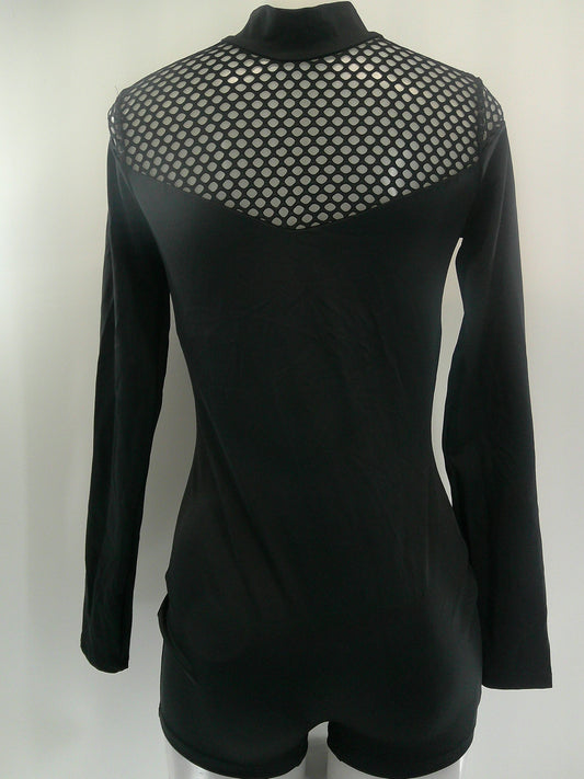 Pre-Owned Costume Medium Adult Black Mesh Unitard Jazz Acro Contemporary Mesh Unitard