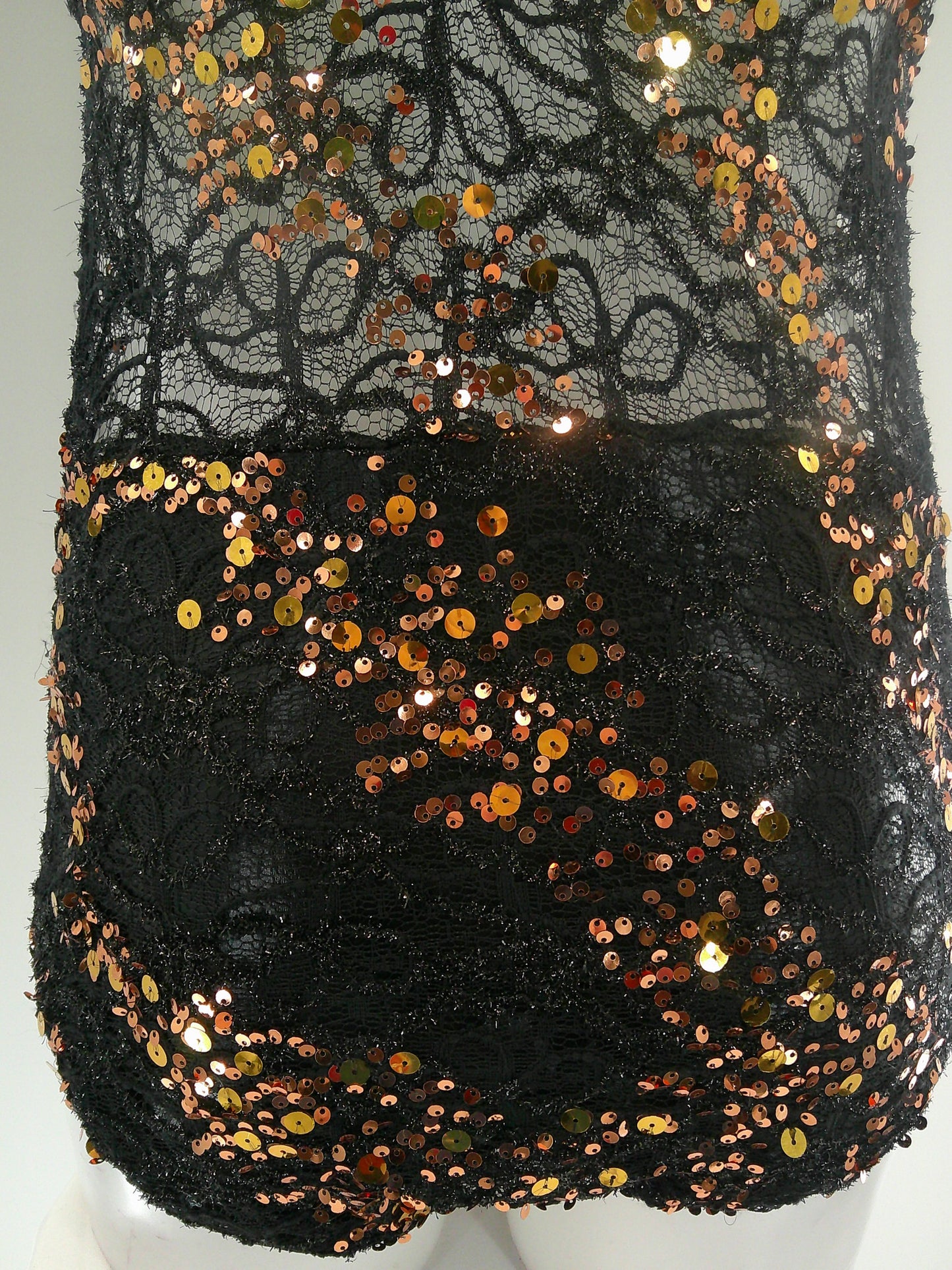 Pre-Owned Costume Jazz Medium Adult Gold Kelle Leotard Sequin Lace Contemporary Acro