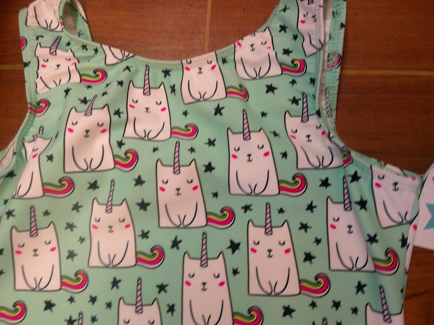 New Gymnastics Leotard Destira Caticorn Child Large Print Includes Scrunchie