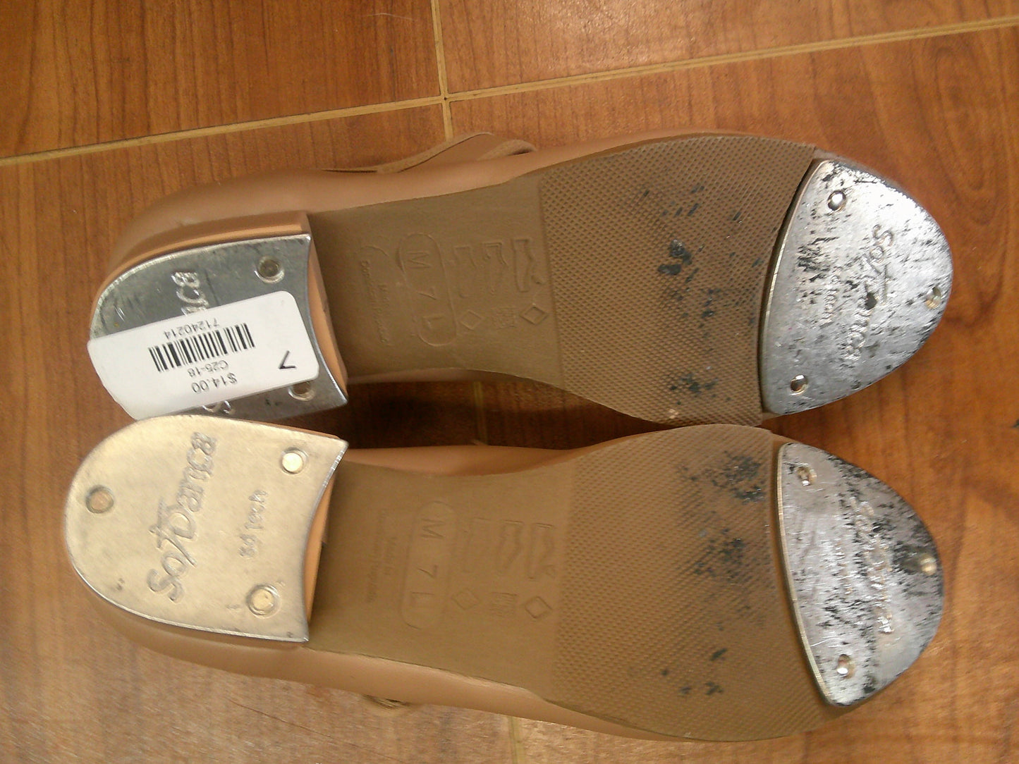 Pre-Owned Tap Shoes SoDanca Adult 7 Mary Jane Leather Loop Strap