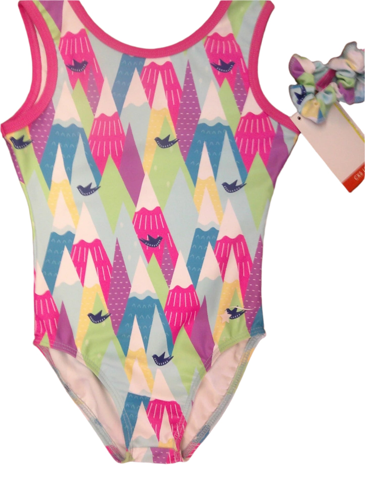 New Leotard Destira Mountain Bird Child XS 5-6 Colorful Includes Scrunchie